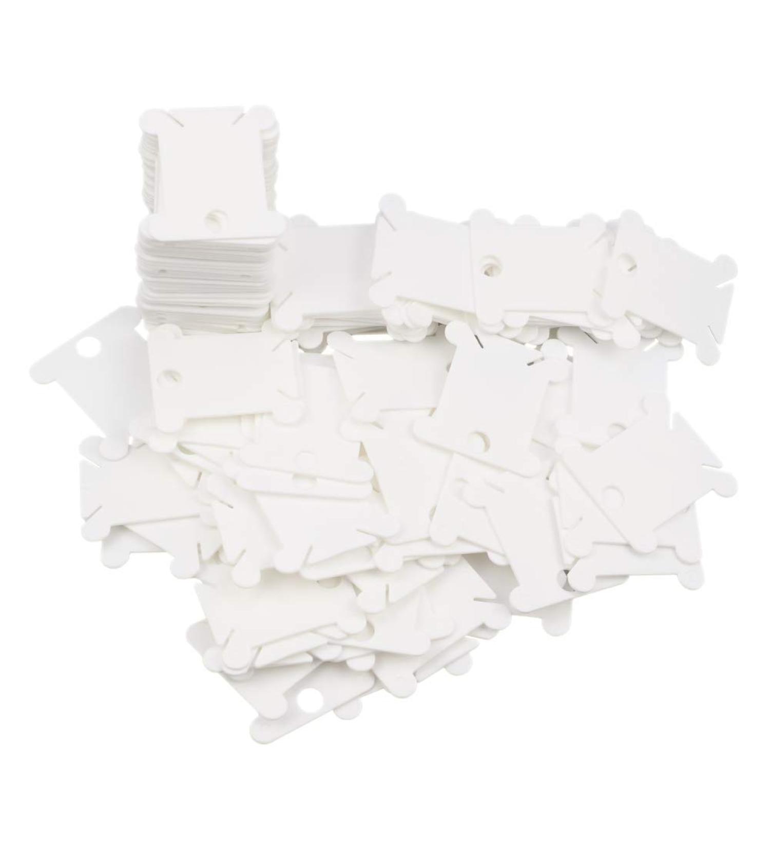 Plastic Floss Bobbins for Cross Stitch & Sewing Storage - 120 Pcs White Thread Cards for Embroidery & Friendship Bracelet Making - Buy Online on GoSupps.com