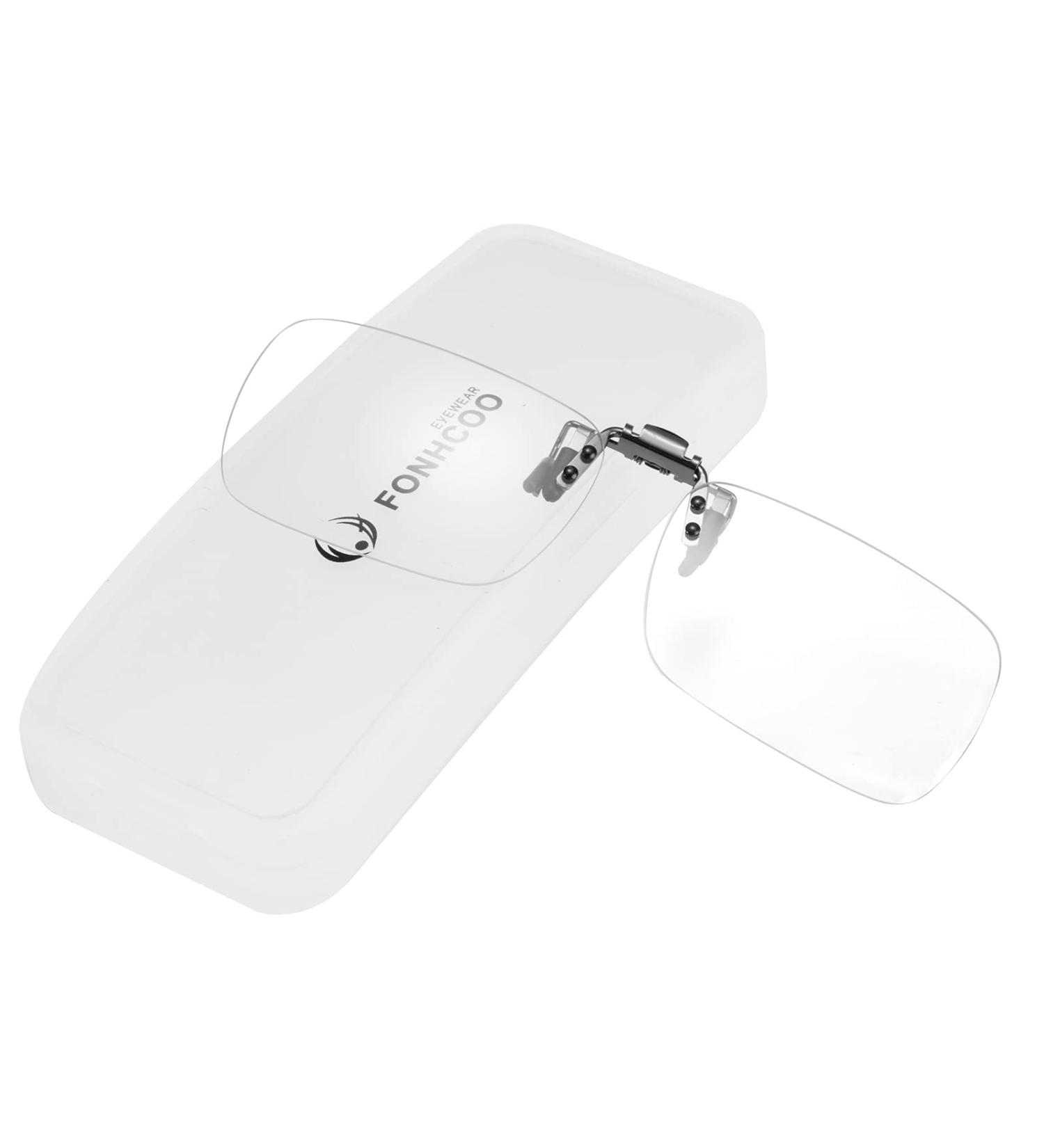 FONHCOO Blue Light Blocking Clip-On Glasses for Men & Women - Lightweight Anti-Glare Rimless & Frameless Design for Prescription & Reading Glasses - Buy Online on GoSupps.com