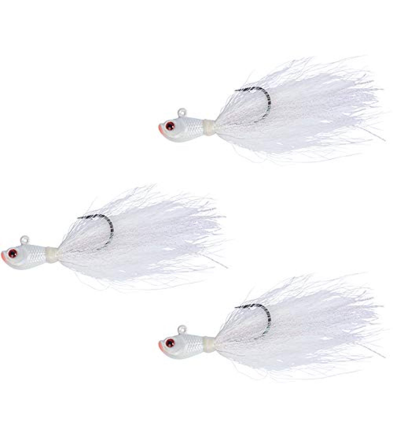 Bucktail Jig 3 Pack - Multiple Sizes for Flounder, Fluke, Striper, Bass - 1/2 oz - Saltwater/Freshwater - Buy Online on GoSupps.com