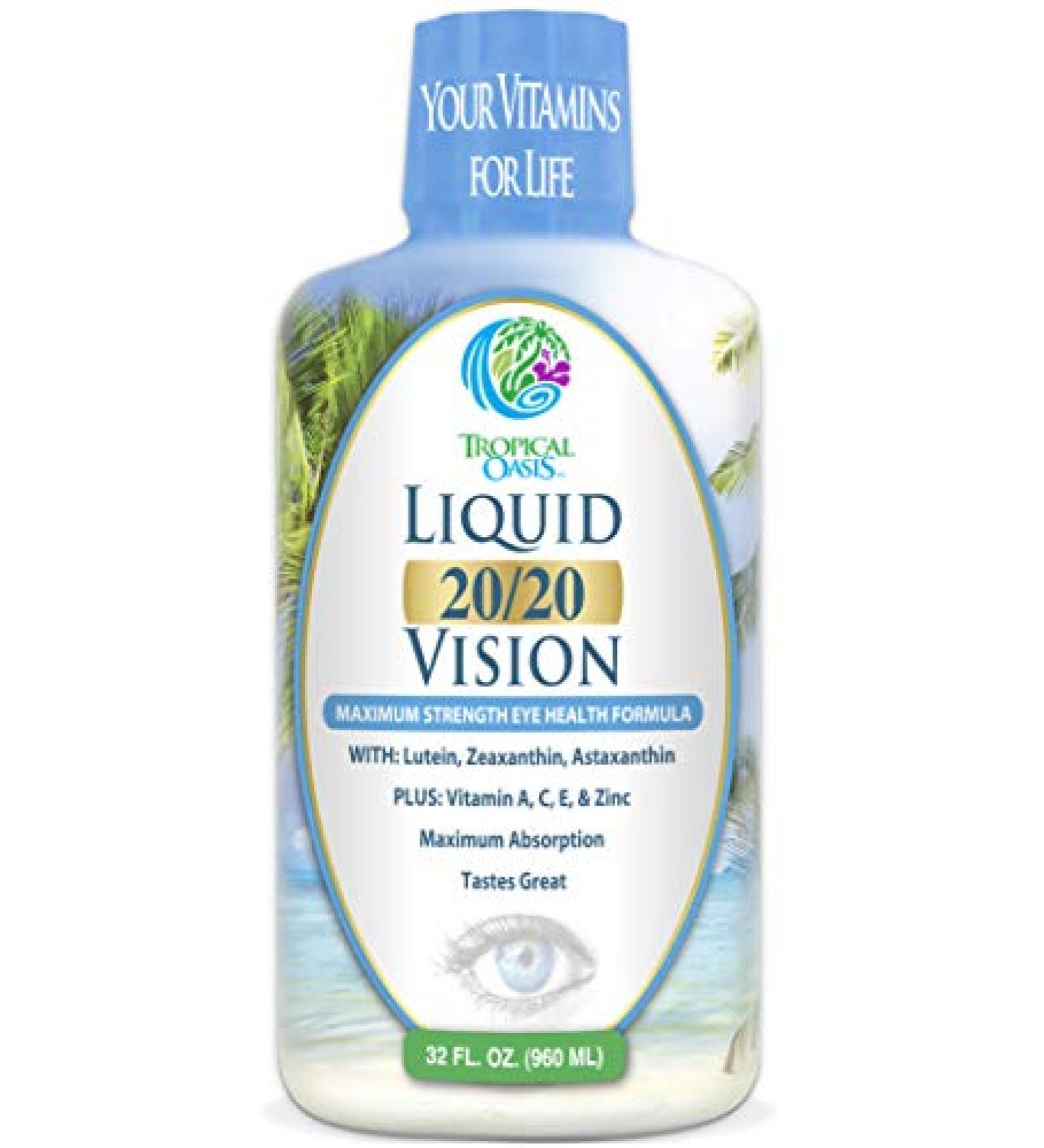 Liquid 20/20 Vision Eye Vitamin Formula with Lutein, Zeaxanthin, Astaxanthin - 32oz - Buy Online on GoSupps.com