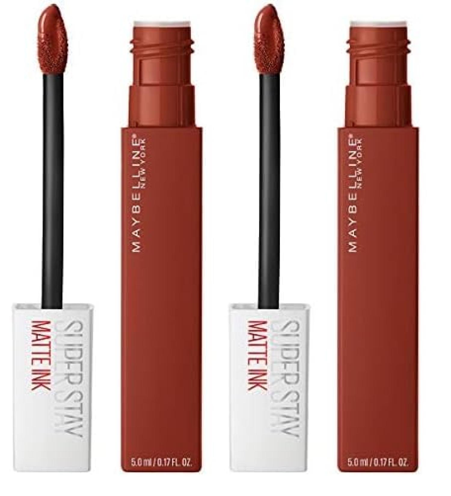 Buy Maybelline Super Stay Matte Ink Liquid Lipstick - Long Lasting High Impact Color 16H Wear Ground-Breaker & Maple Leaf Red (Pack of 2) - International Shipping Available - Buy Online on GoSupps.com