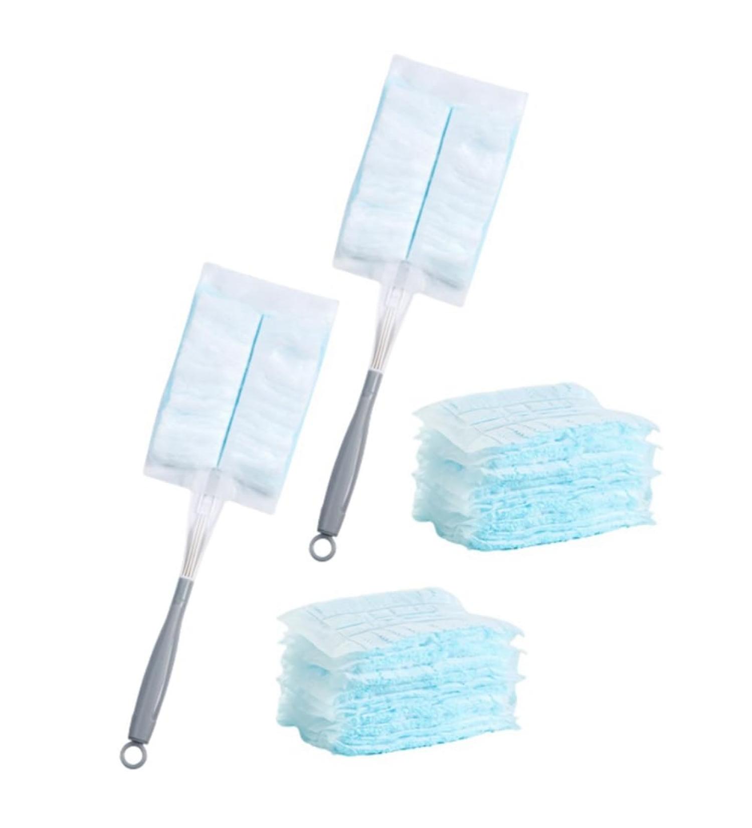qazaa 60Pcs Duster Refills Electrostatic Duster Electrostatic Duster for Room for Cleaning with 2 Handles for Home Ceiling Furniture Multi- Dusting - Buy Online on GoSupps.com