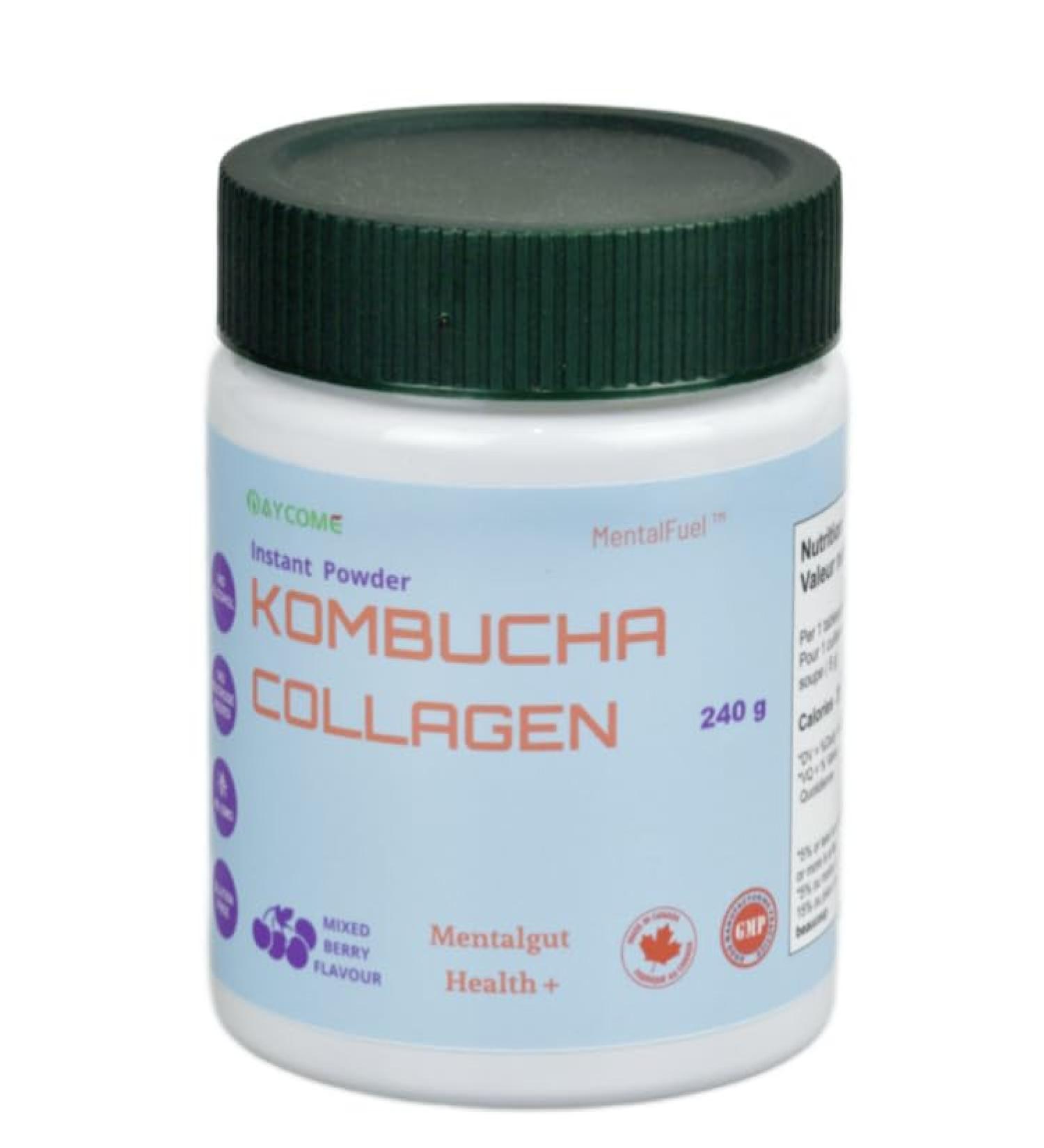 MentalFuel Kombucha Collagen Drink Powder- Instant Kombucha with Marine Collagen Powdered Drink Glow Drink Mix Powder Light fizzy No Alcohol No Sucrose added Anti-aging - Buy Online on GoSupps.com