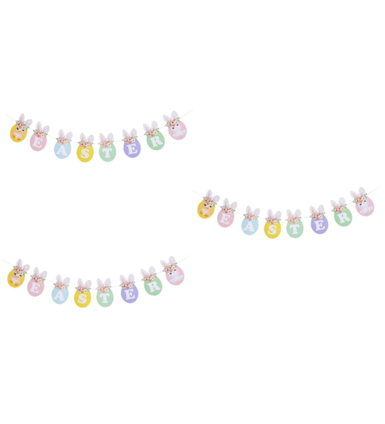 Warmhm Paper Easter Banner 3 Pcs Easter Flag Spring Baby Paper The Sign Easter Paper Bunting 17.5X10CMx3pcs Colorfulx3pcs - Buy Online on GoSupps.com