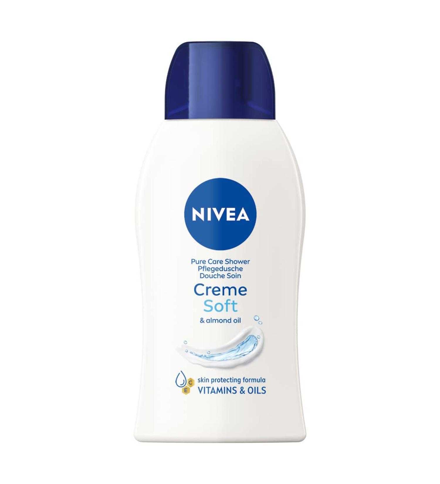 NIVEA cream soft care shower mini (50 ml) shower gel with vitamins and valuable oils moisturizing and pH -skin -neutral cream shower with mild fragrance 50 ml (1 Pack) cream soft mini - new version