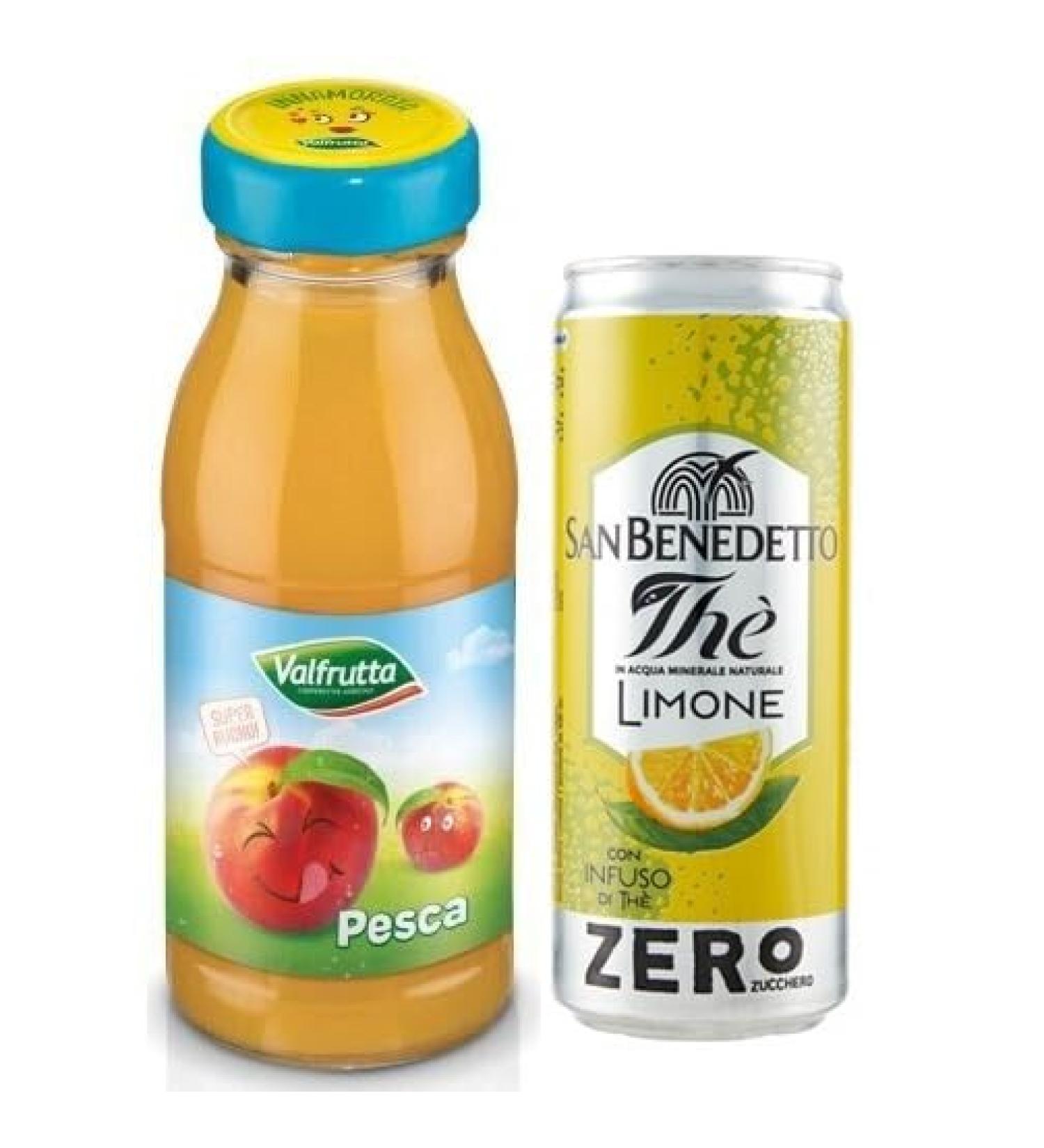 Valfrutta Succhi di Frutta Pasca Lot de 48 jus de fruits aux p ches italiennes boisson sans alcool 125 ml + 1 bo te de th glac San Benedetto au citron sans sucre 330 ml - Buy Online on GoSupps.com