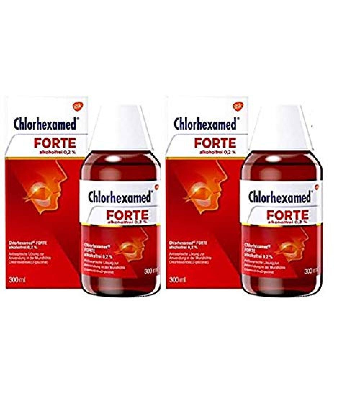 Chlorhexamed Forte 2x300 ml alcohol-free 0.2%. Antiseptic for use in the oral cavity.