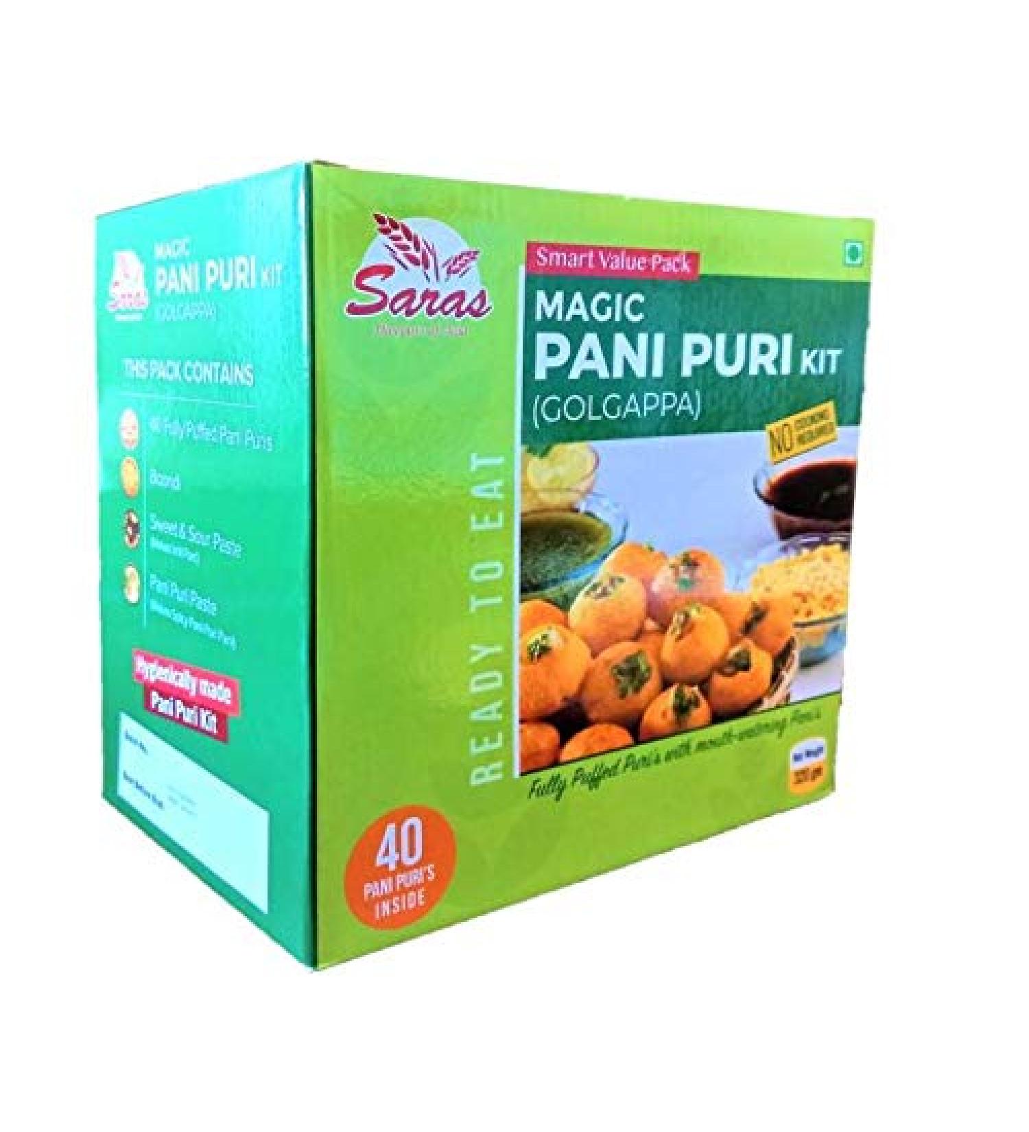 Saras Magic Pani Puri Kit 320gm - Ready-to-Eat GolGappa Snack - Buy Online on GoSupps.com