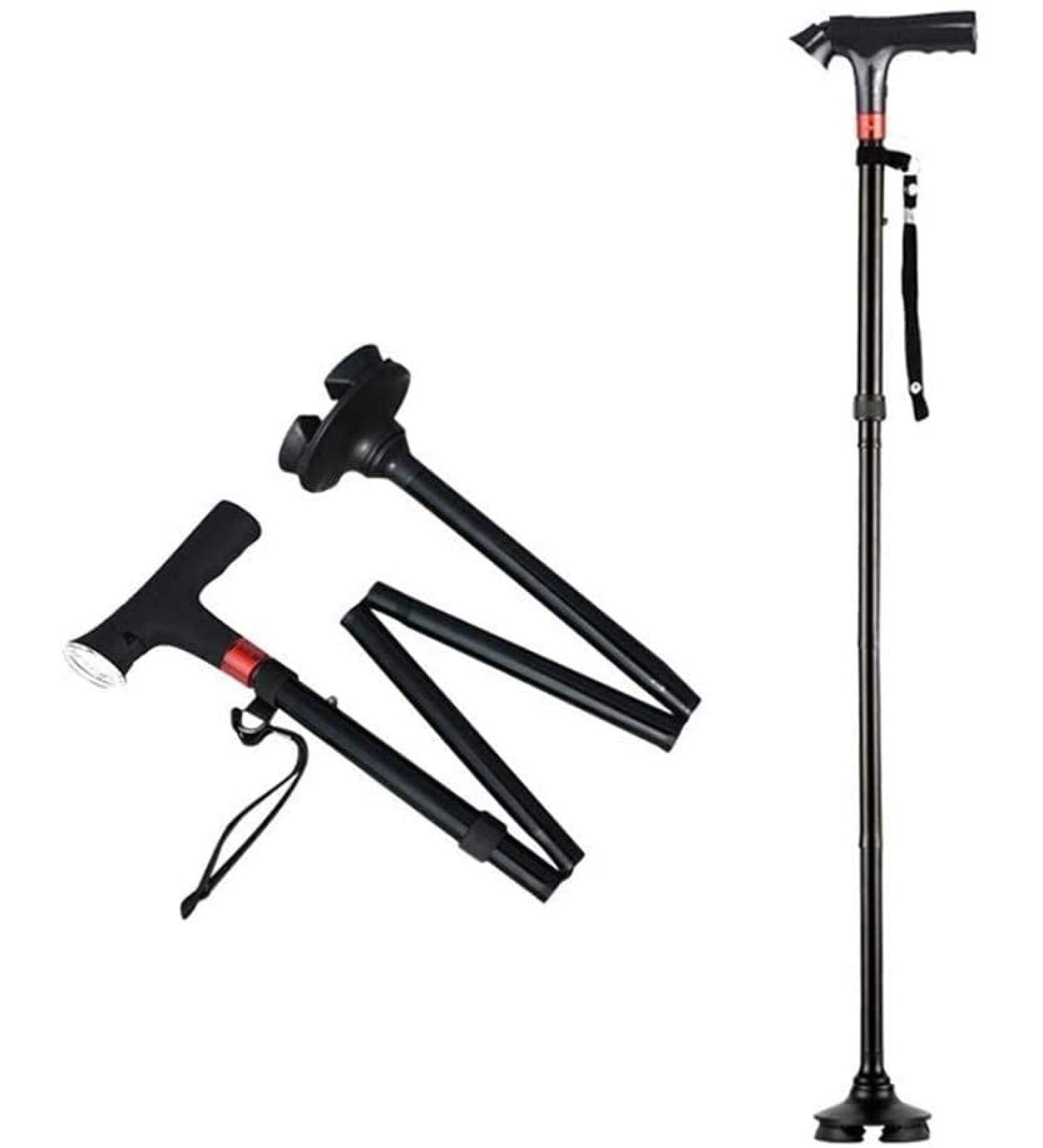 SilteD Adjustable Aluminum with Alarm Lights Elderly Crutches - Telescopic Folding Outdoor Multi-Functional Intelligent Cane Parent's Gift - Buy Online on GoSupps.com