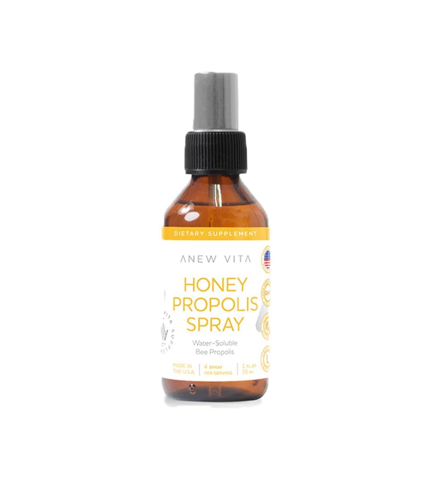 Anew Vita Natural Honey Propolis Spray 30mL | Water-Soluble Bee Propolis | Alcohol & Wax Free - Buy Online on GoSupps.com