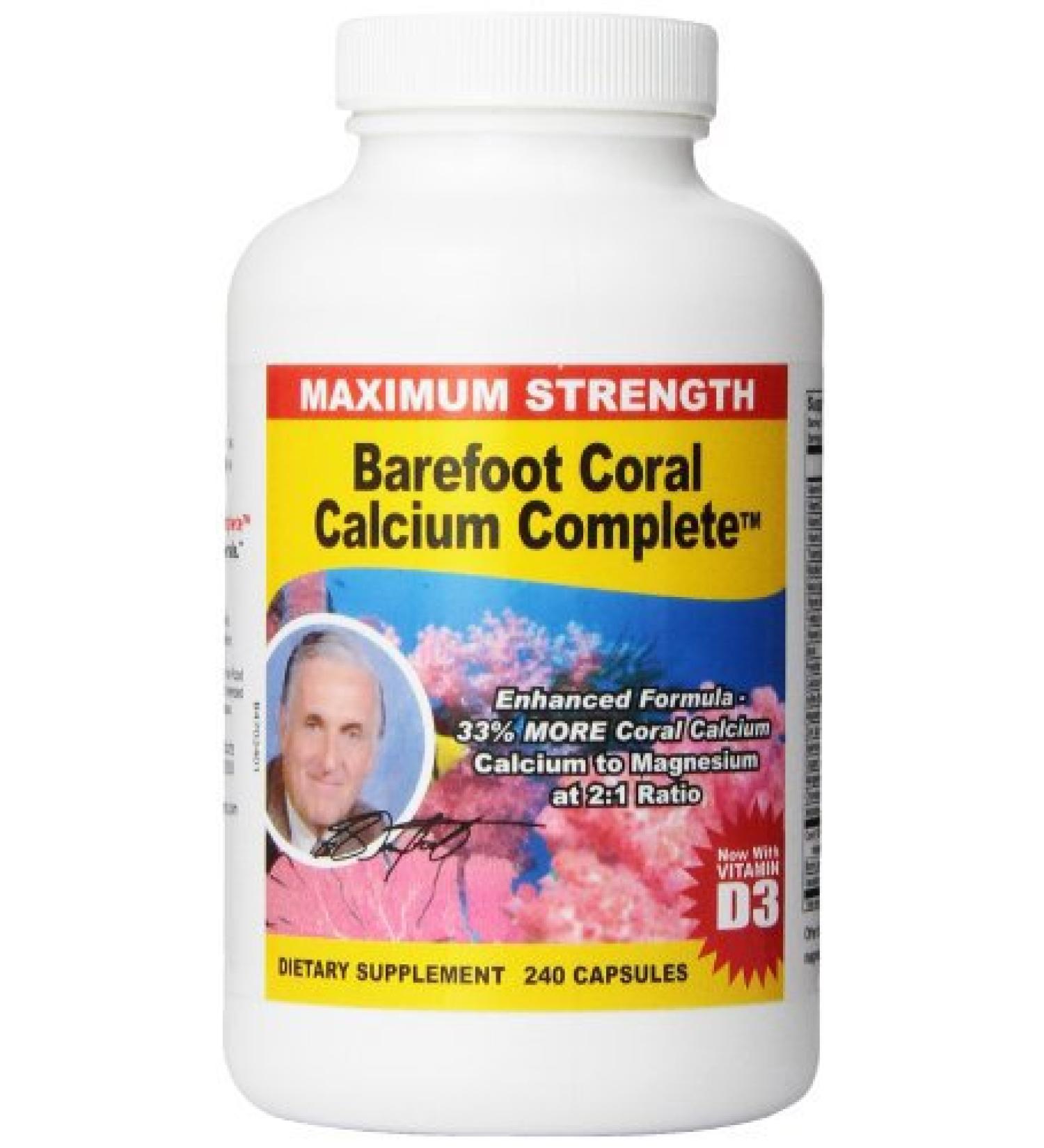 Barefoot Coral Calcium Complete 1500mg - 240 Capsules | Bob Barefoot Formula for Health & PH Support with Calcium, Magnesium, and Vitamins - Buy Online on GoSupps.com