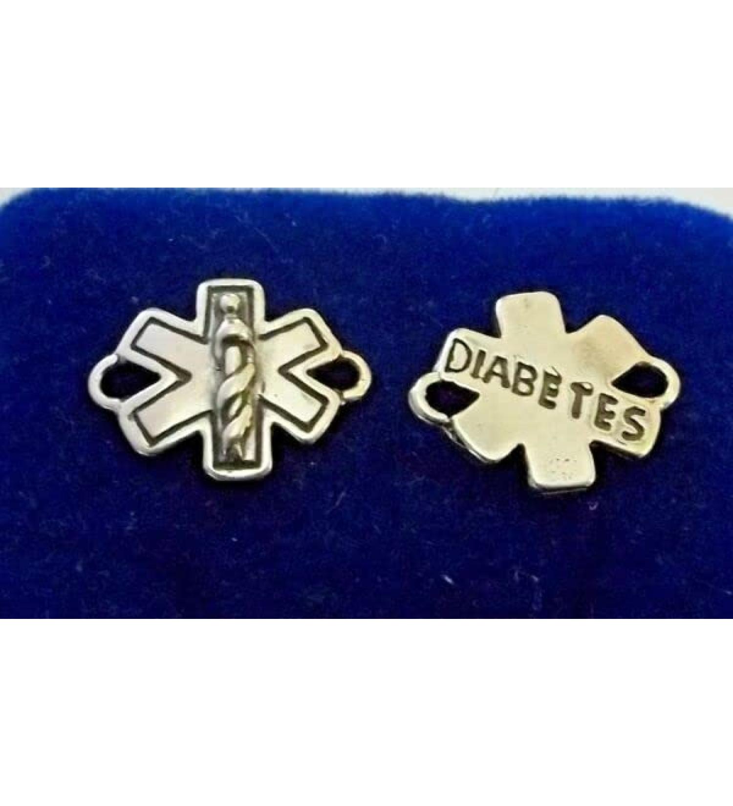 Charm Pendant for Bracelet and Chain Making Fashion Jewelry Necklace 1 Sterling Silver 14x11mm Diabetic Diabetes Medical ID 14 mm Long Link