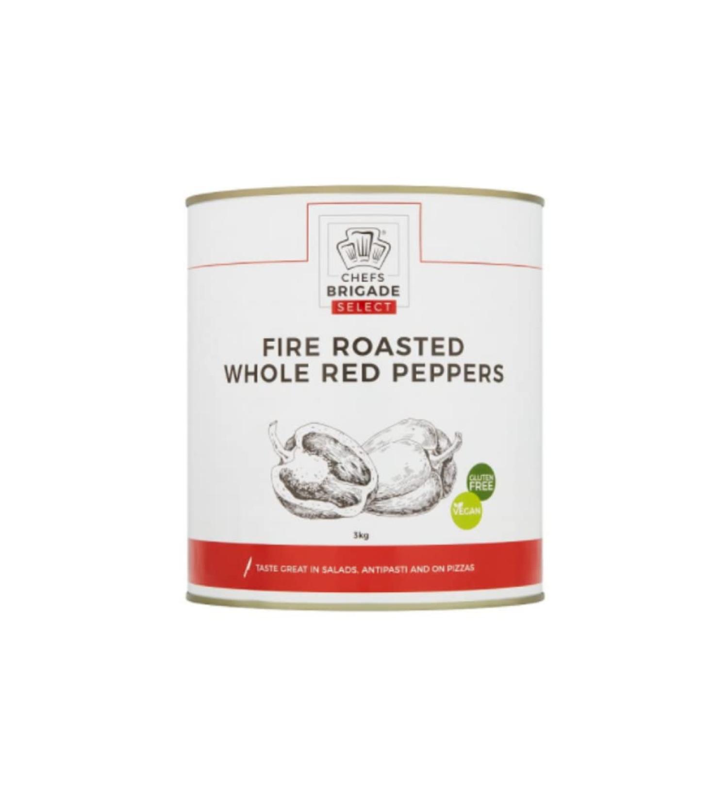 Chefs Brigade Select Fire Roasted Whole Red Peppers 3kg x 6