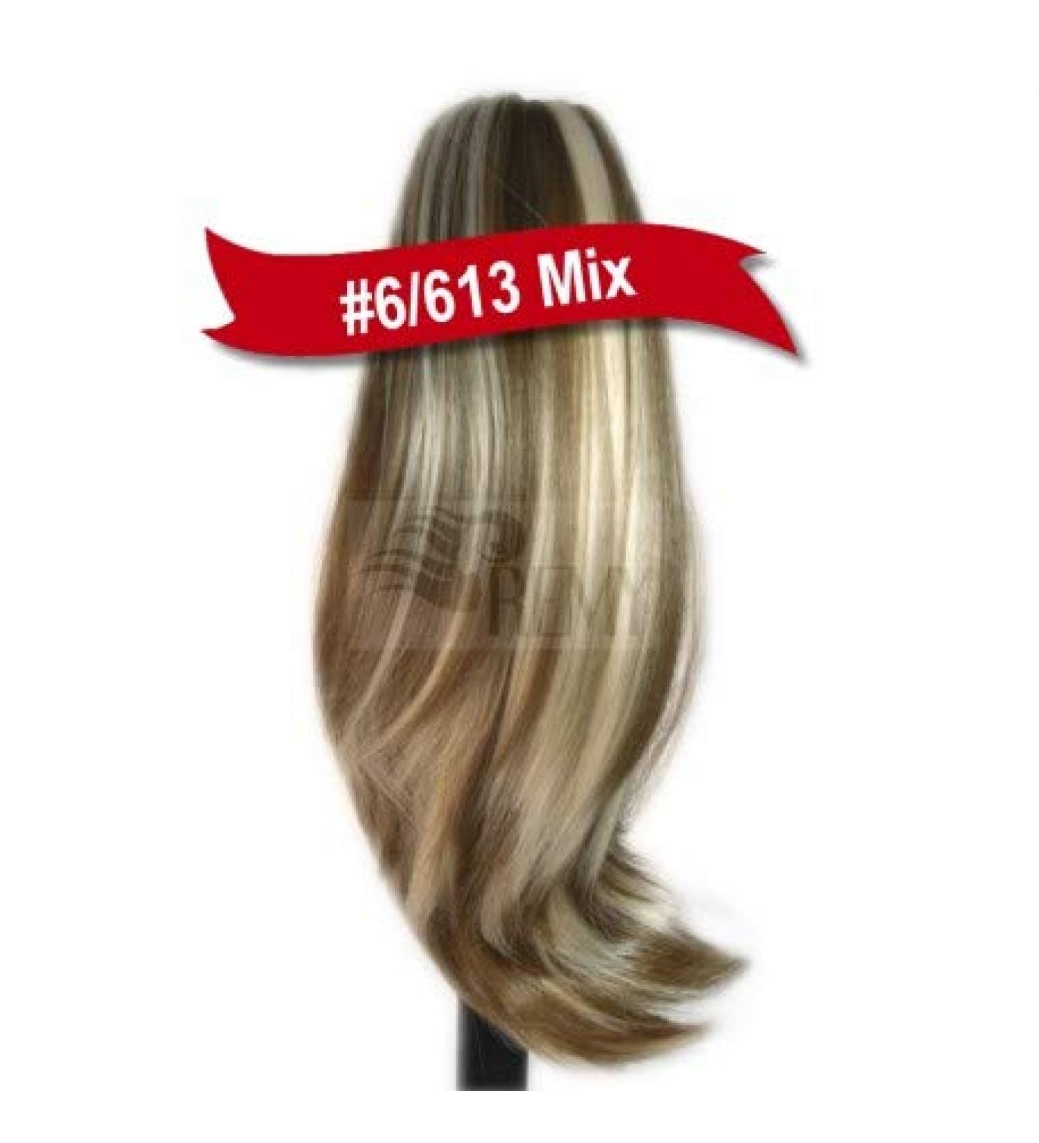 Buy 30cm Remy Hair Ponytail Extensions - Straight Braid Hairpiece (100g 6/613# Brown Highlights) | RemyHaar.eu - Buy Online on GoSupps.com