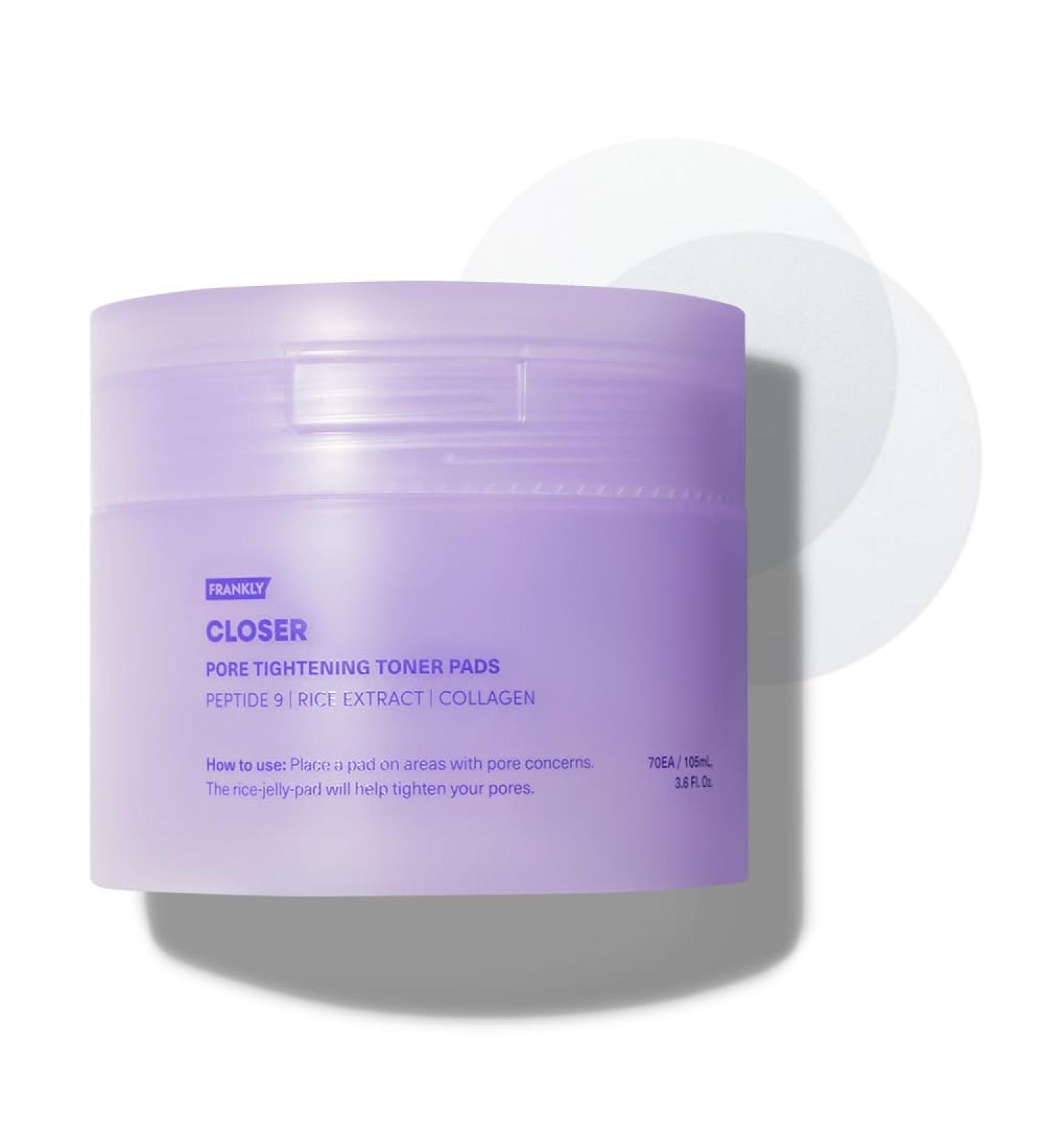 FRANKLY Pore Closer Toner Pads l Rice Jelly Pads with 9 Peptides Vegan Collagen Rice Extract l Pore Minimizer l Hydrating for All Skin Types l Korean Skin Care | 70 Count - Buy Online on GoSupps.com