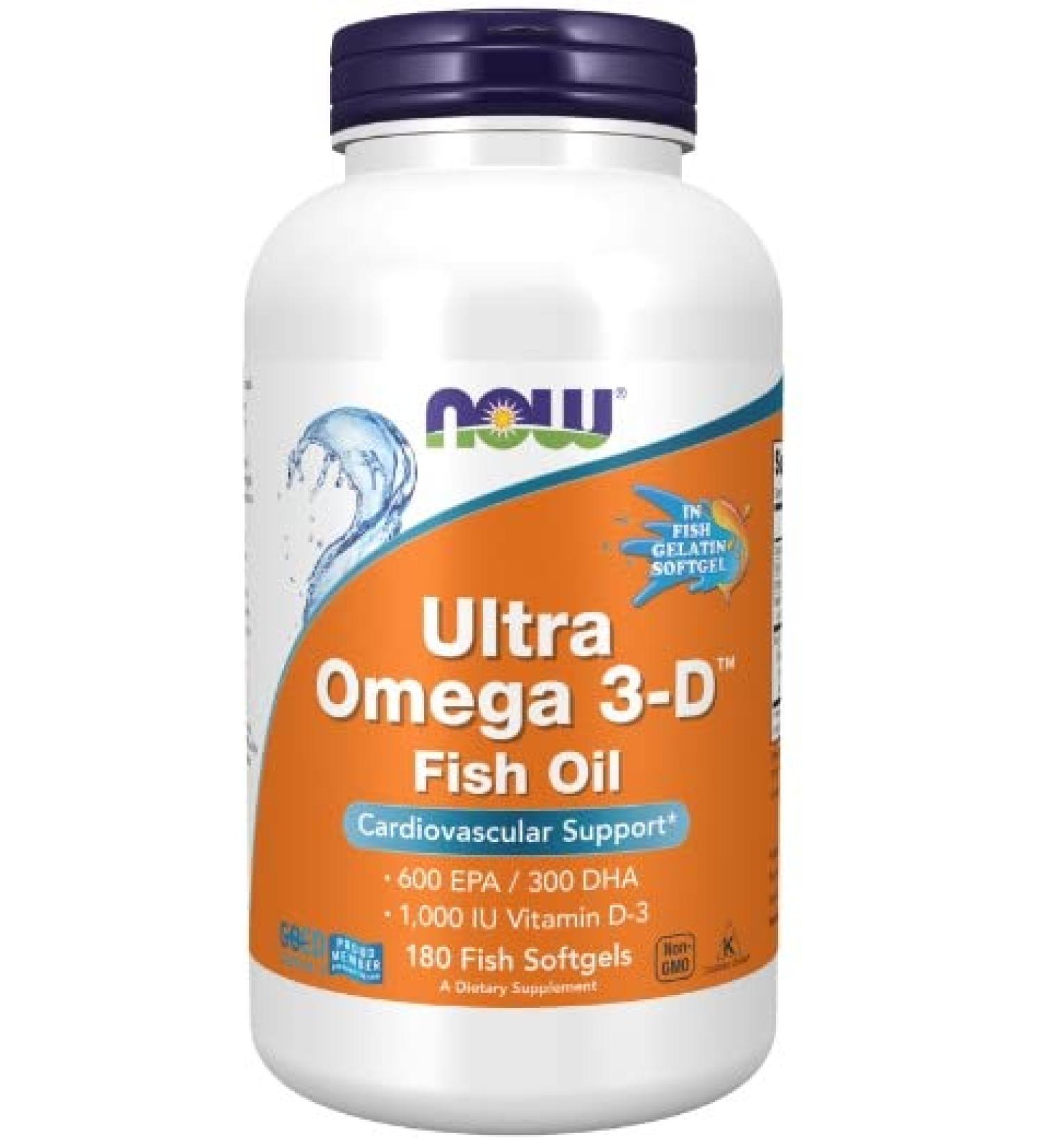 Now Foods Ultra Omega 3-D Fish Oil 180 Soft Capsules - Buy Online on GoSupps.com