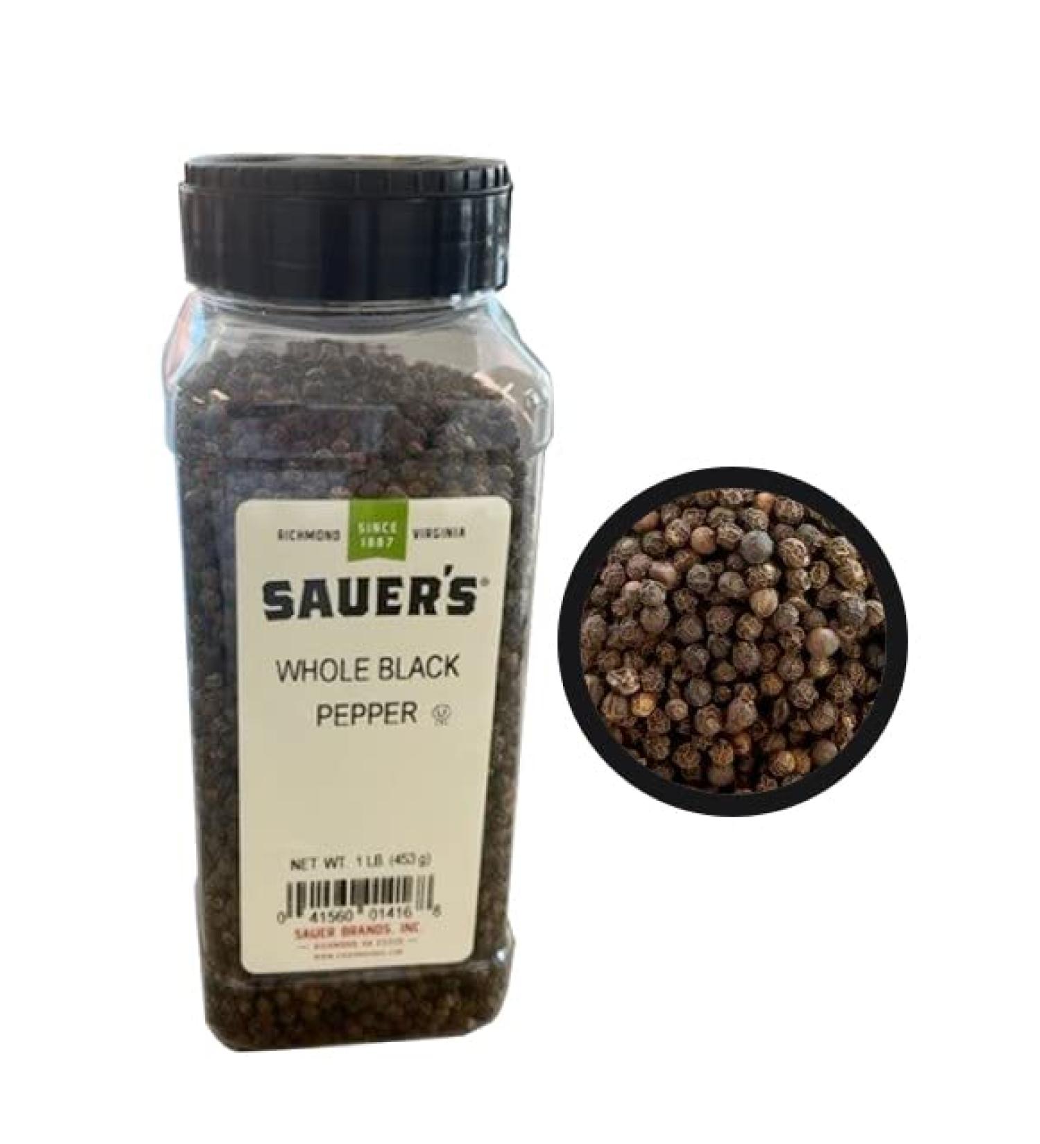 Sauer's Whole Black Pepper | 1 lb Canister | Bulk Foodservice Packaging - Buy Online on GoSupps.com