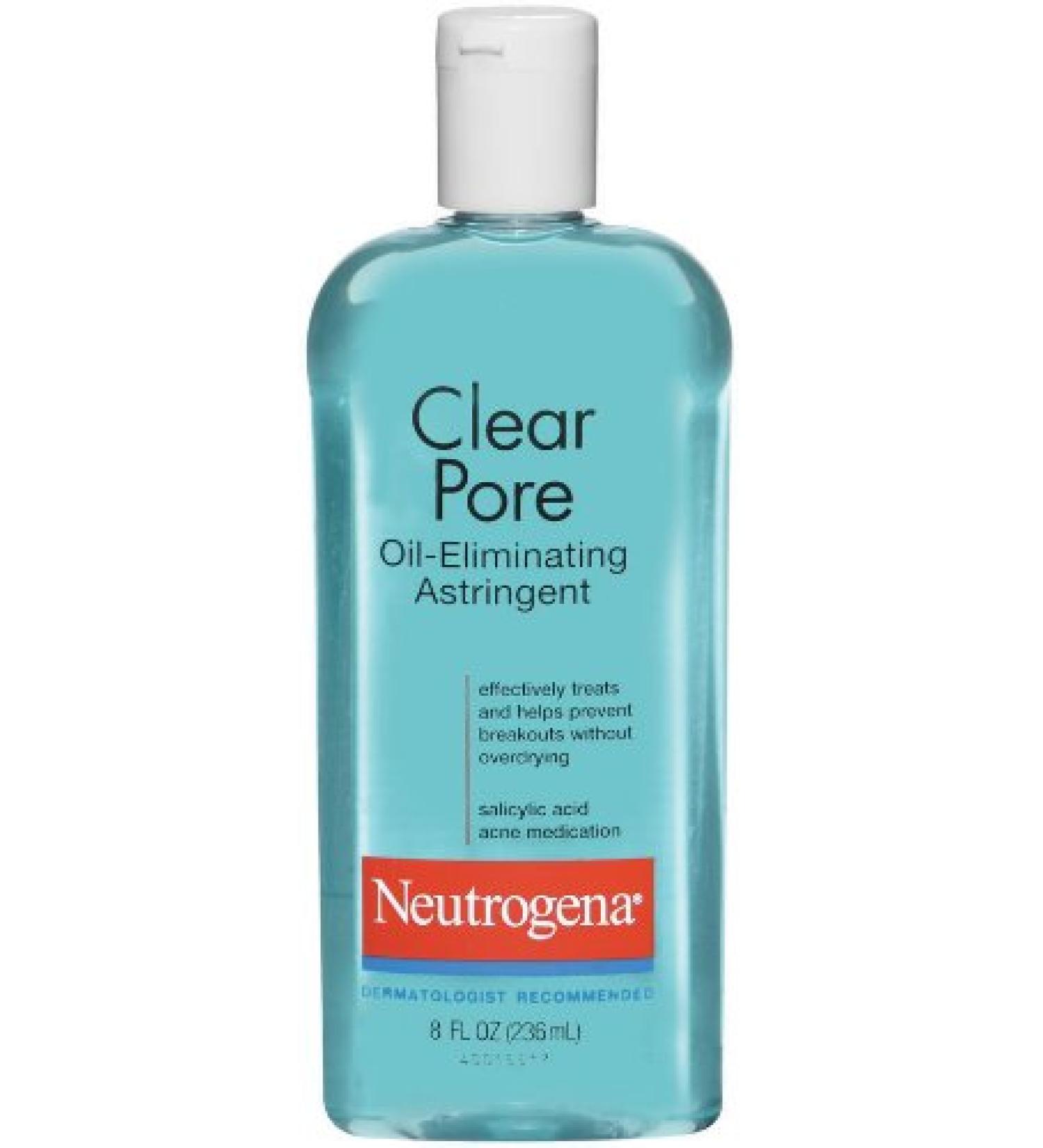 Neutrogena Clear Pore Oil-Eliminating Astringent with Salicylic Acid, Pore Clearing Treatment for Acne-Prone Skin, 8 fl. oz (Pack of 2) 8 Fl Oz (Pack of 2)