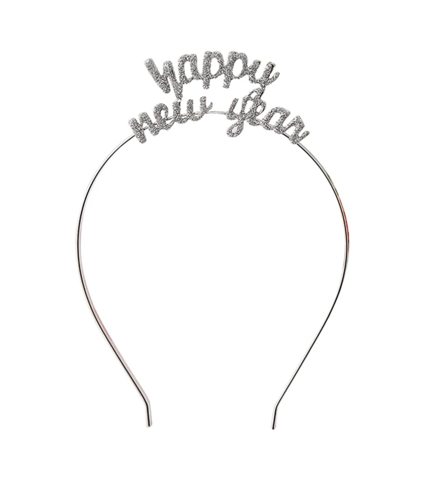 FRCOLOR Crystal Happy New Year Headband Sparkly Rhinestone New Year Tiara Hair Hoop Headdress Christmas Holiday Party Supplies Favors - Buy Online on GoSupps.com