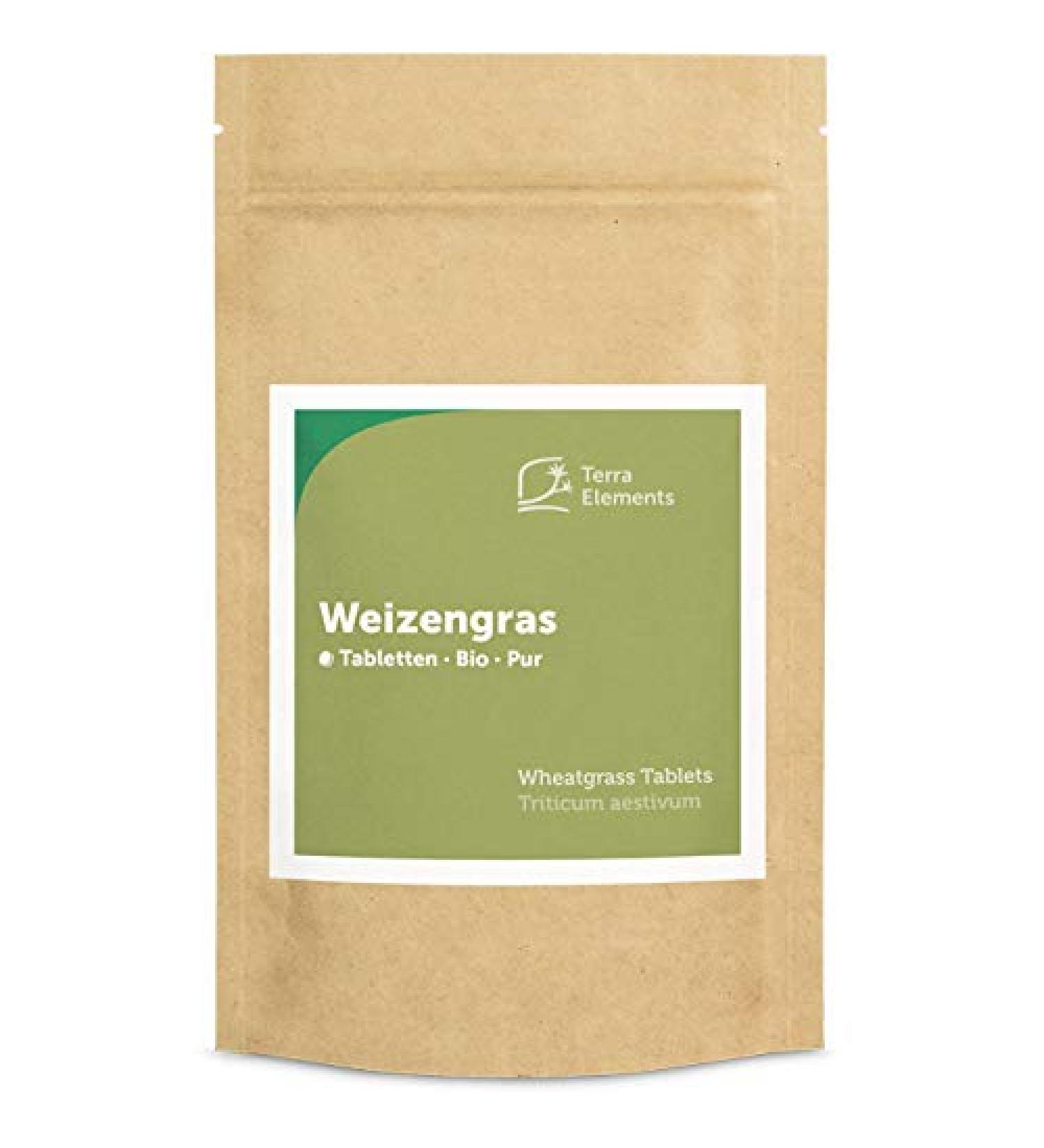 Organic Wheatgrass Tablets 500mg | Terra Elements | Vegan Raw Rich in Vitamin A | 240 pcs - Buy Online on GoSupps.com