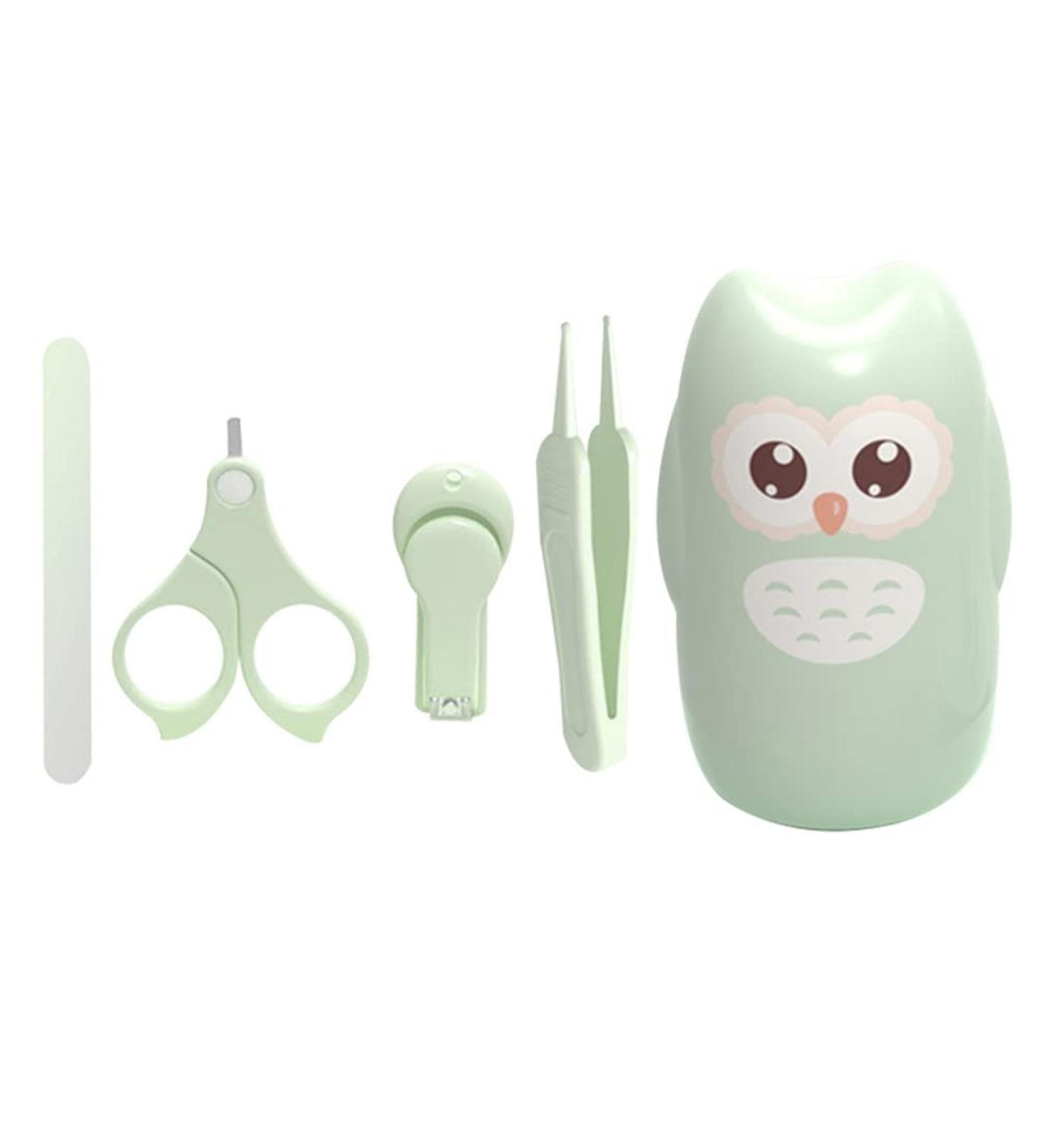 Healifty Green Baby Nail Grooming Kit - Nail Care Set with Cute Case, Clippers, Scissors, File & Tweezers for Newborns, Infants, Toddlers - Buy Online on GoSupps.com