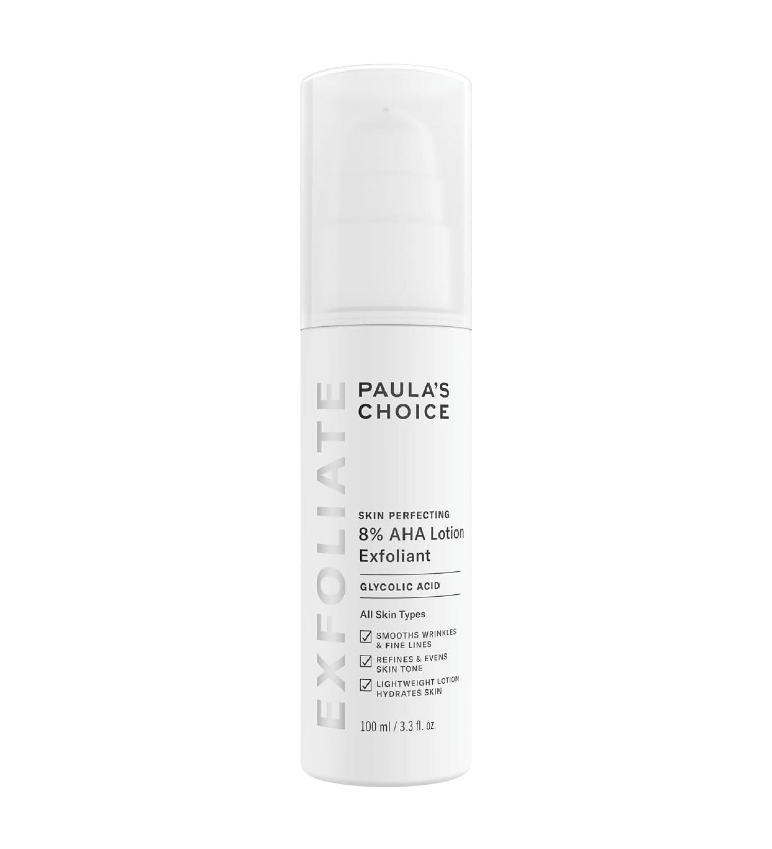 Buy Paula's Choice Skin Perfecting 8% AHA Lotion - Glycolic Acid Exfoliator for Normal to Dry Skin | Minimize Folds Pigment Spots & Pimples - 100 ml | International Shipping Available - Buy Online on GoSupps.com