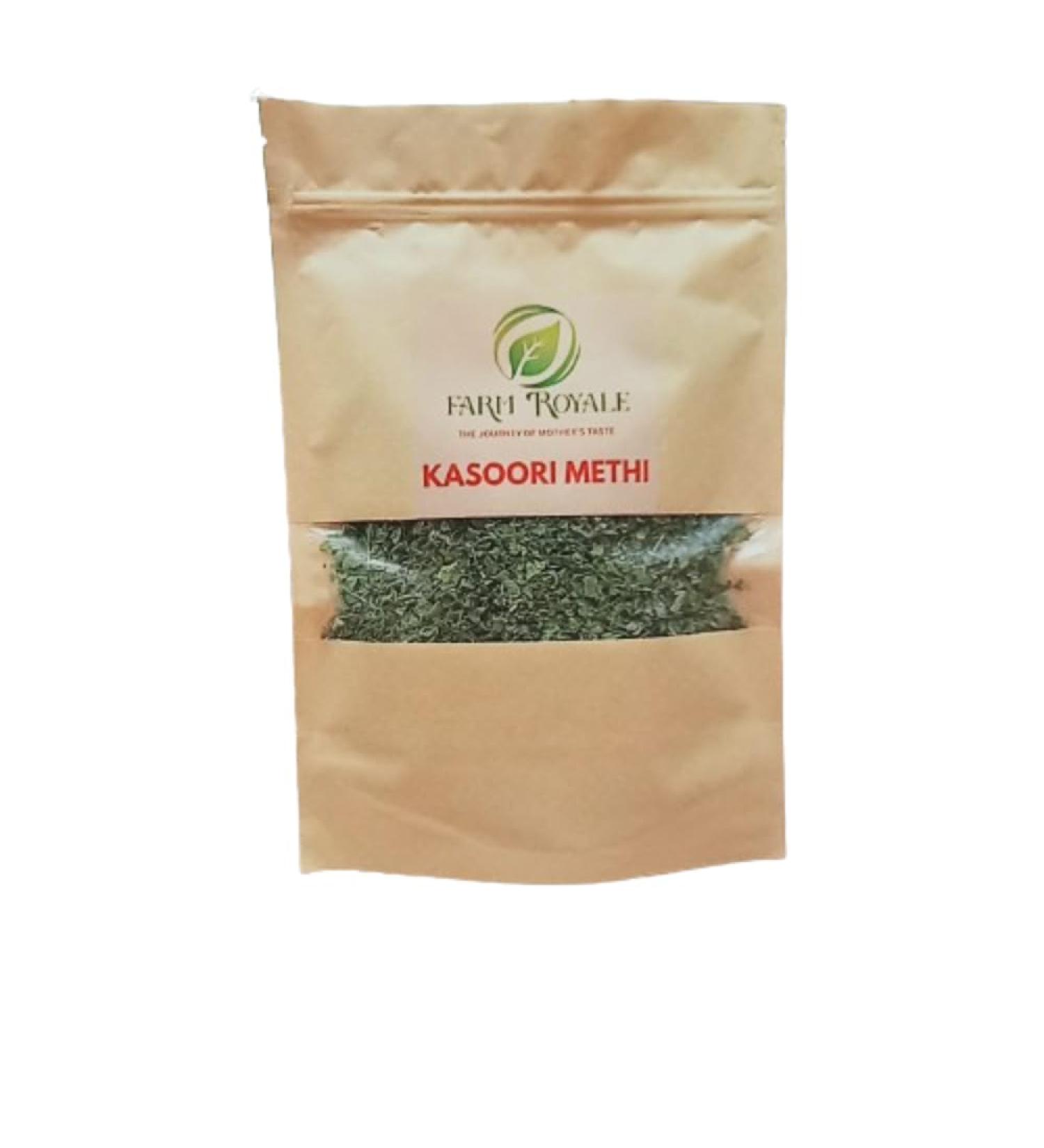 Farm Royale Kasoori Methi||100gm||100% Pure and Natural||Shudh||Handpicked Material||Export quality - Buy Online on GoSupps.com