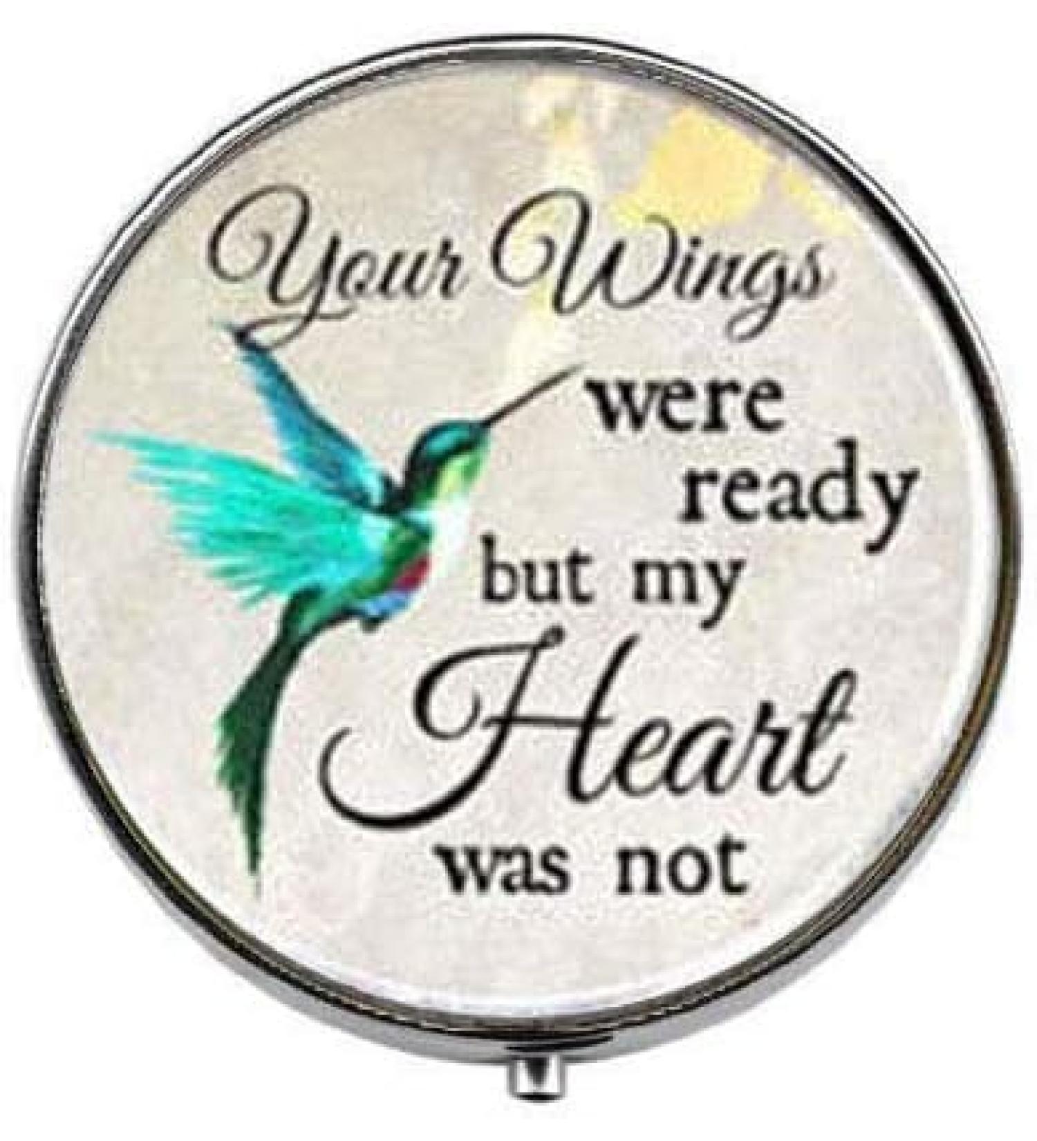 Your Wings were Ready but My Heart was Not - Memorial Art Photo Pill Box | Silver Charm Candy Box for Loss of Loved One - International Shipping - Buy Online on GoSupps.com