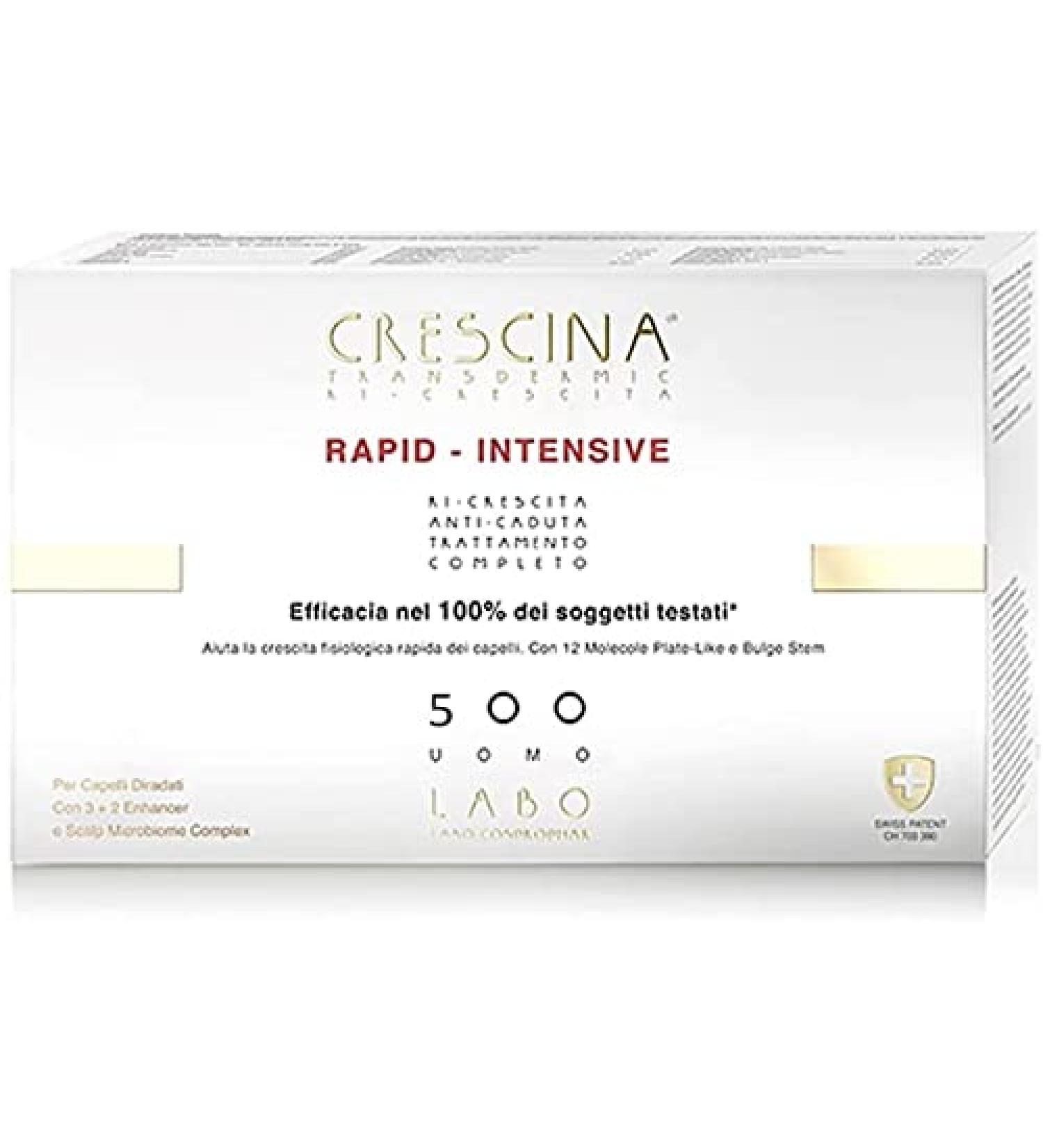 LABO Crescina Transdermic RAPID-INTENSIVE double treatment against hair loss and hair growth 500 men 10+10 ampoules