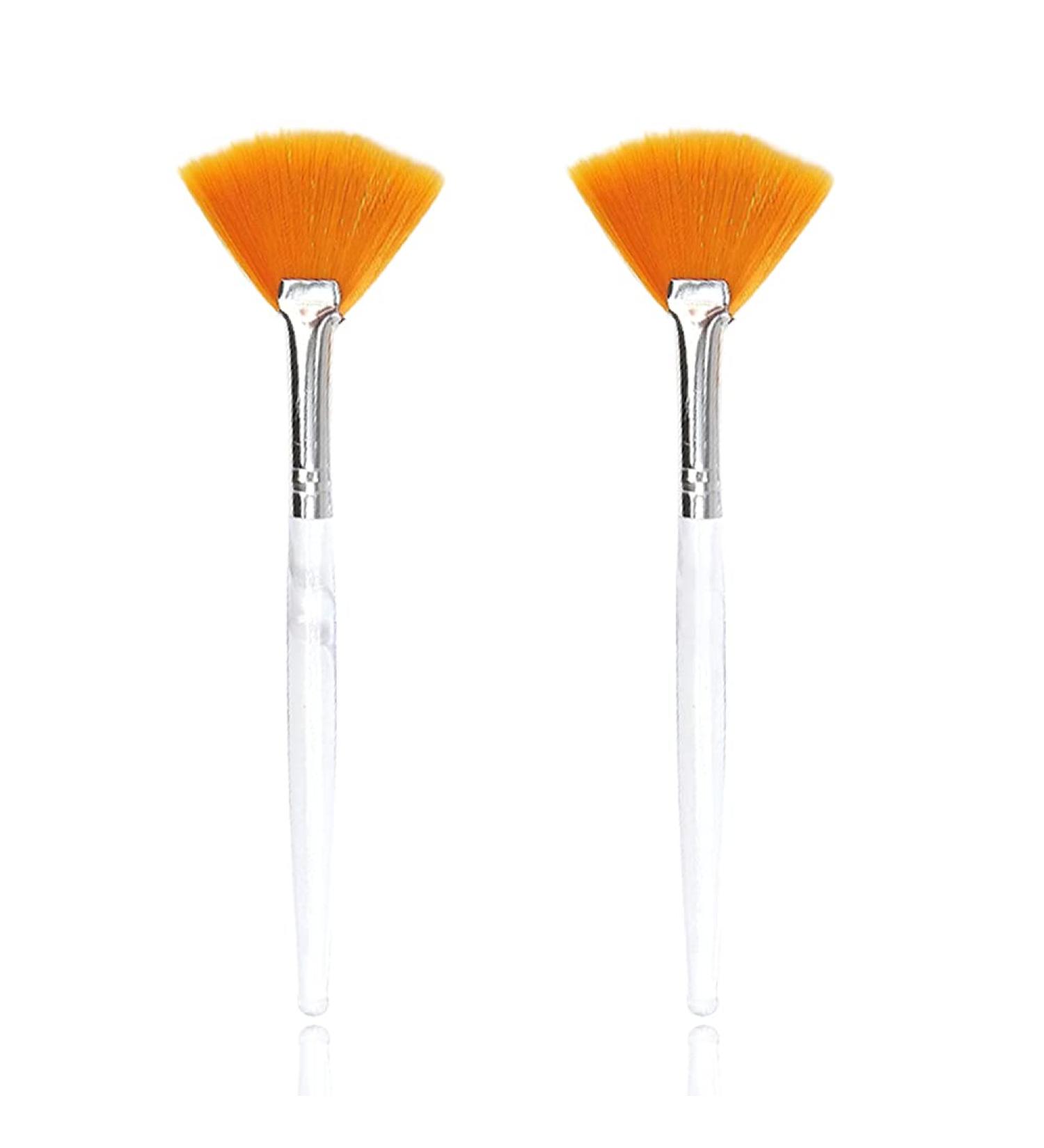 Soft 'N Style Facial Brushes Fan Mask Brush | Soft Makeup & Mask Applicator Brushes | Cosmetic Tools for Peel Masks - 2 Yellow Brushes - Buy Online on GoSupps.com