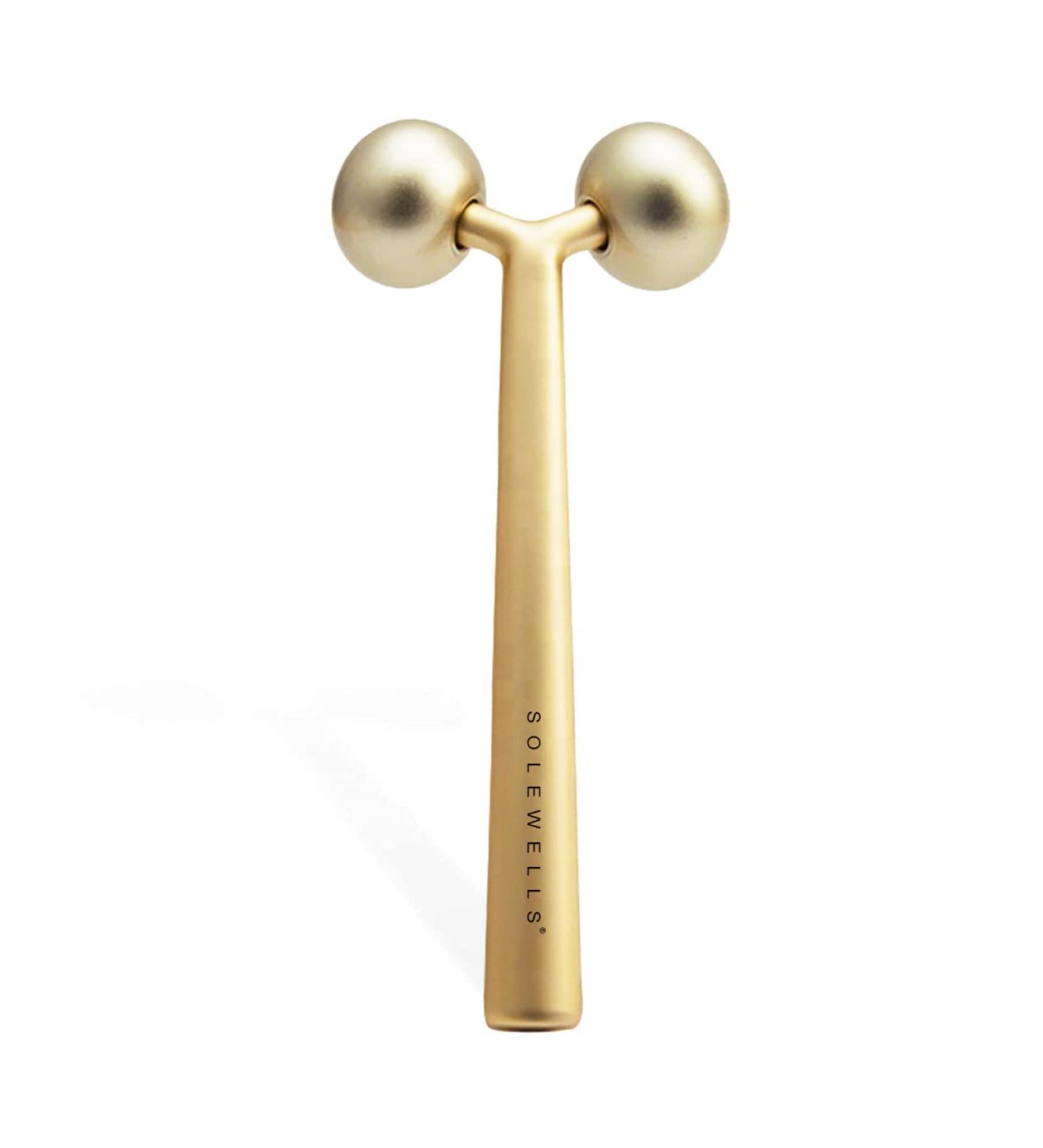 Gold Facial Cooling Roller Massager for Jawline Contouring, Lymphatic Drainage & Anti-Aging - Brighter, Smoother, Tighter Skin - Face Gym Tool, Puffiness Reducer - Buy Online on GoSupps.com