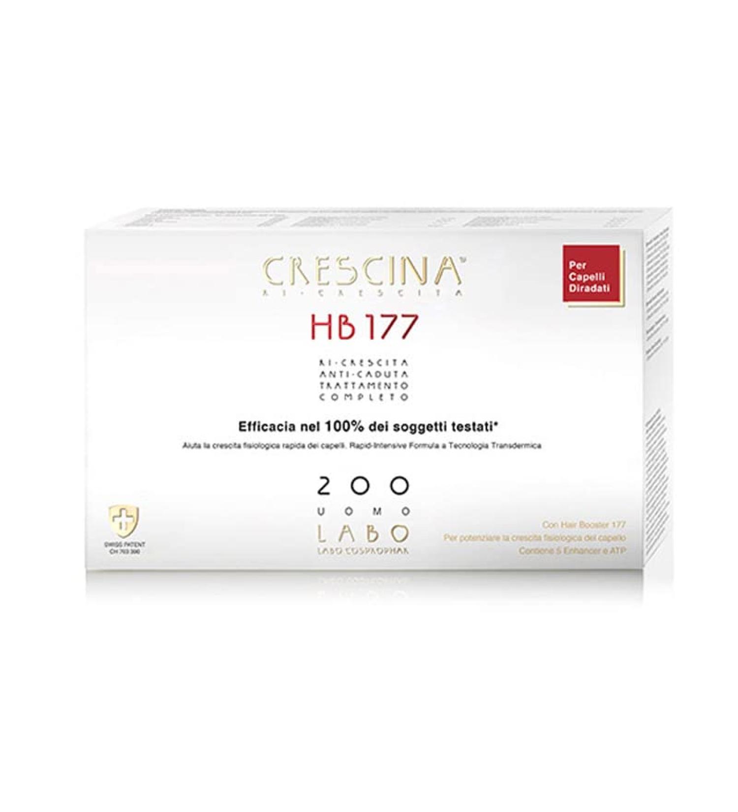 Crescina Transdermic Re-Growth and Anti-fall HB 177 Hair Booster Treatment for Hair Regrowth 200 Men 10 + 10 vials