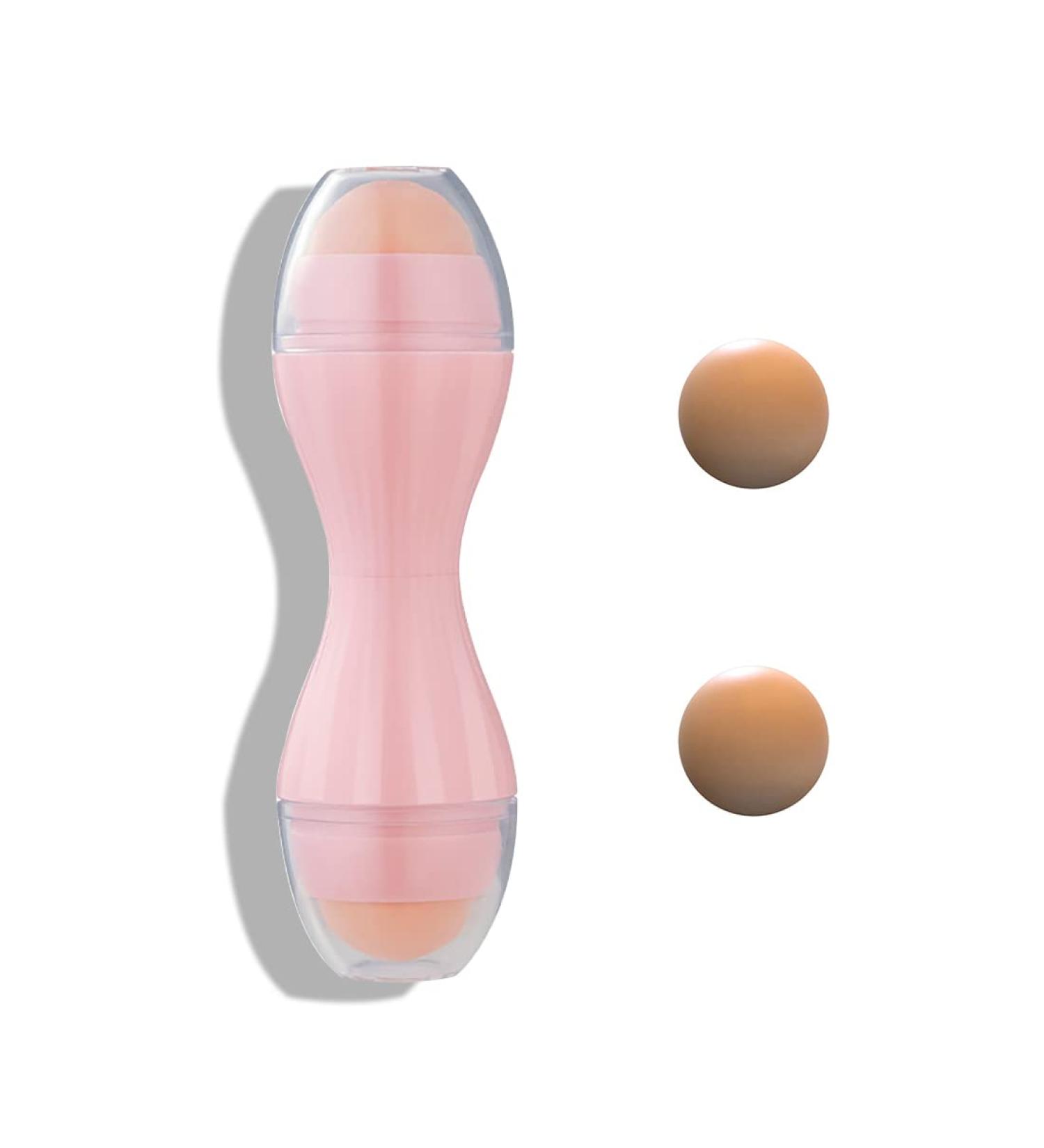 Double Head Volcanic Roller - Oil-Absorbing Facial Scooter with Interchangeable Stones | Portable Oil Control for Instant Matte Finish (Pink) - Buy Online on GoSupps.com