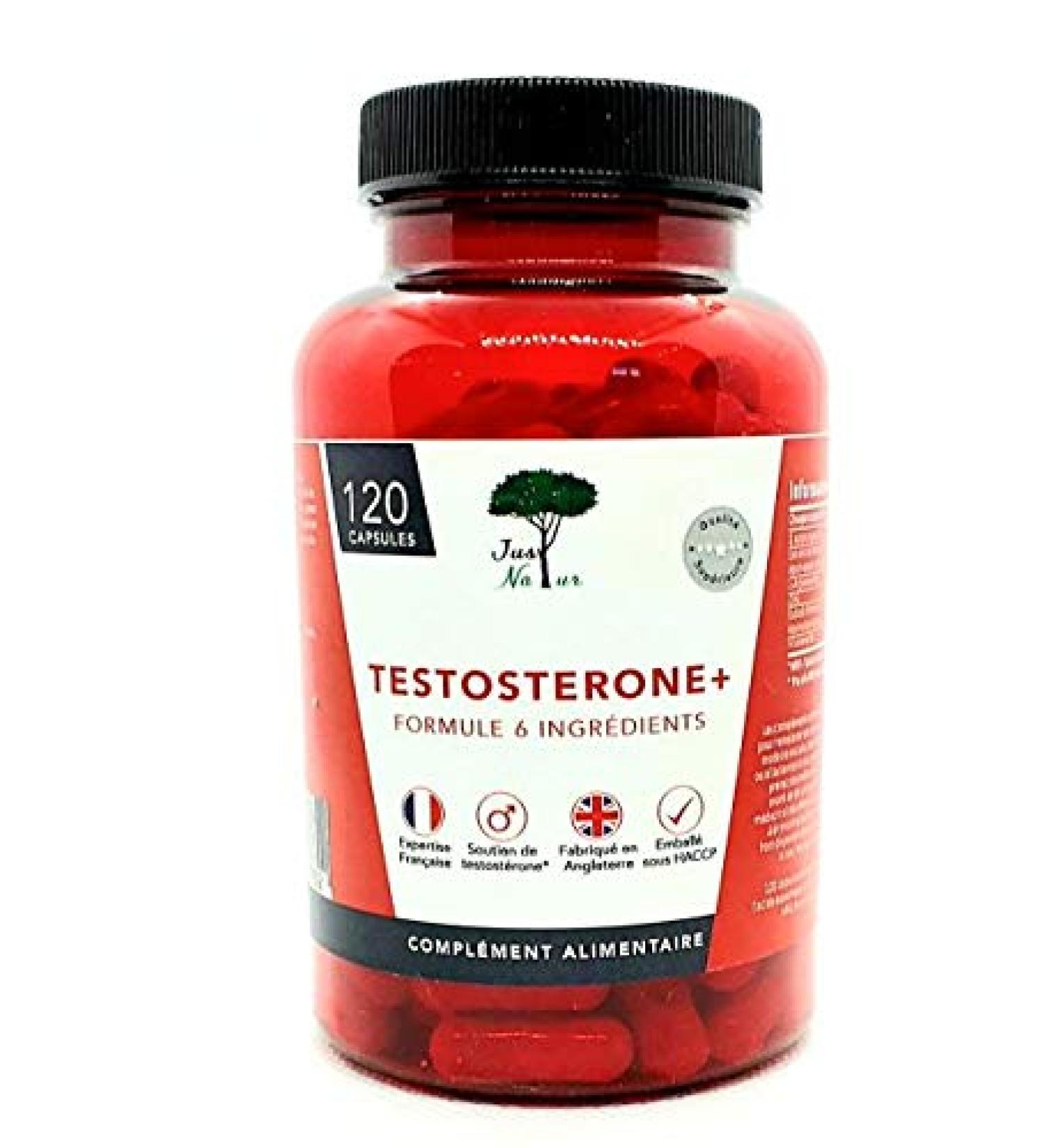 Just'Natur-Testosterone for Men - Natural Ingredients - Superior Quality - New Formula- 6 Nutrients - Rich in Zinc-Fenugreek - Toning - 120 Natural Capsules for a 4-Month Treatment - Buy Online on GoSupps.com