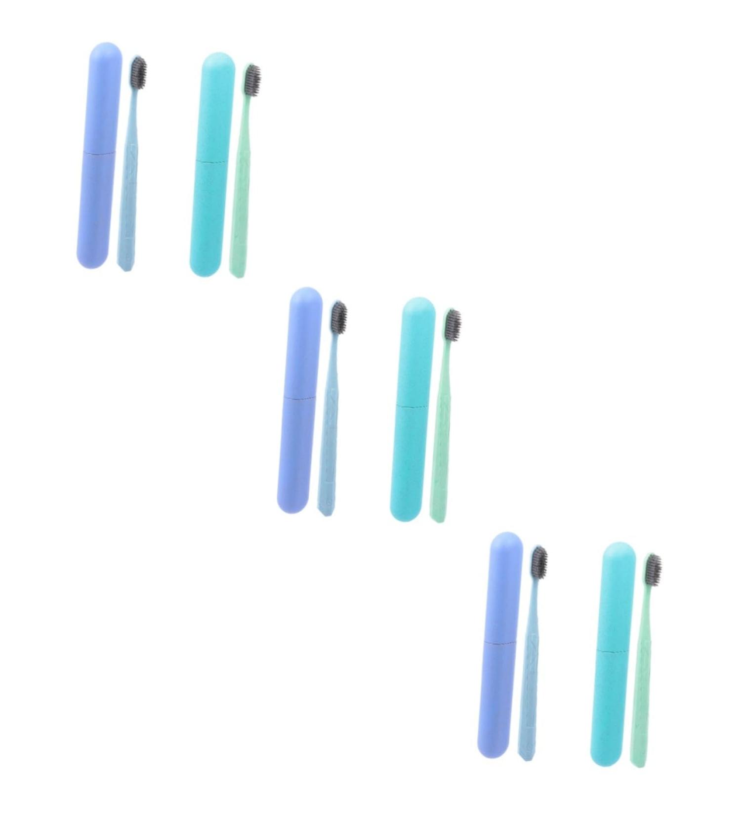 Minkissy 6-Pack Travel Toothbrush Set | Portable Case & Ultra Soft Brushes - Perfect for Adults Durable PP Material - Buy Online on GoSupps.com