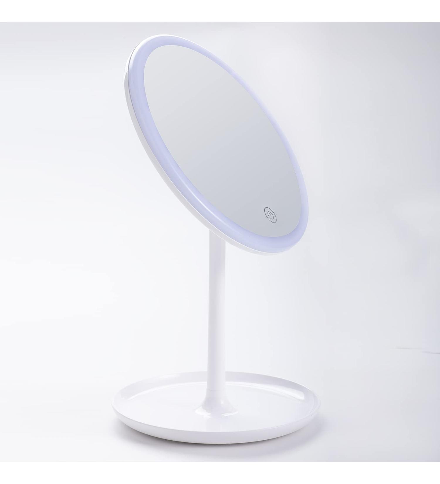 HOMEMIRO 8.0 Large Tall Round Lighted Makeup Mirror | 3-Color Dimmable & Cordless Rechargeable Vanity Mirror | Desk Brightness Adjustable Cosmetic Mirror - Buy Online on GoSupps.com