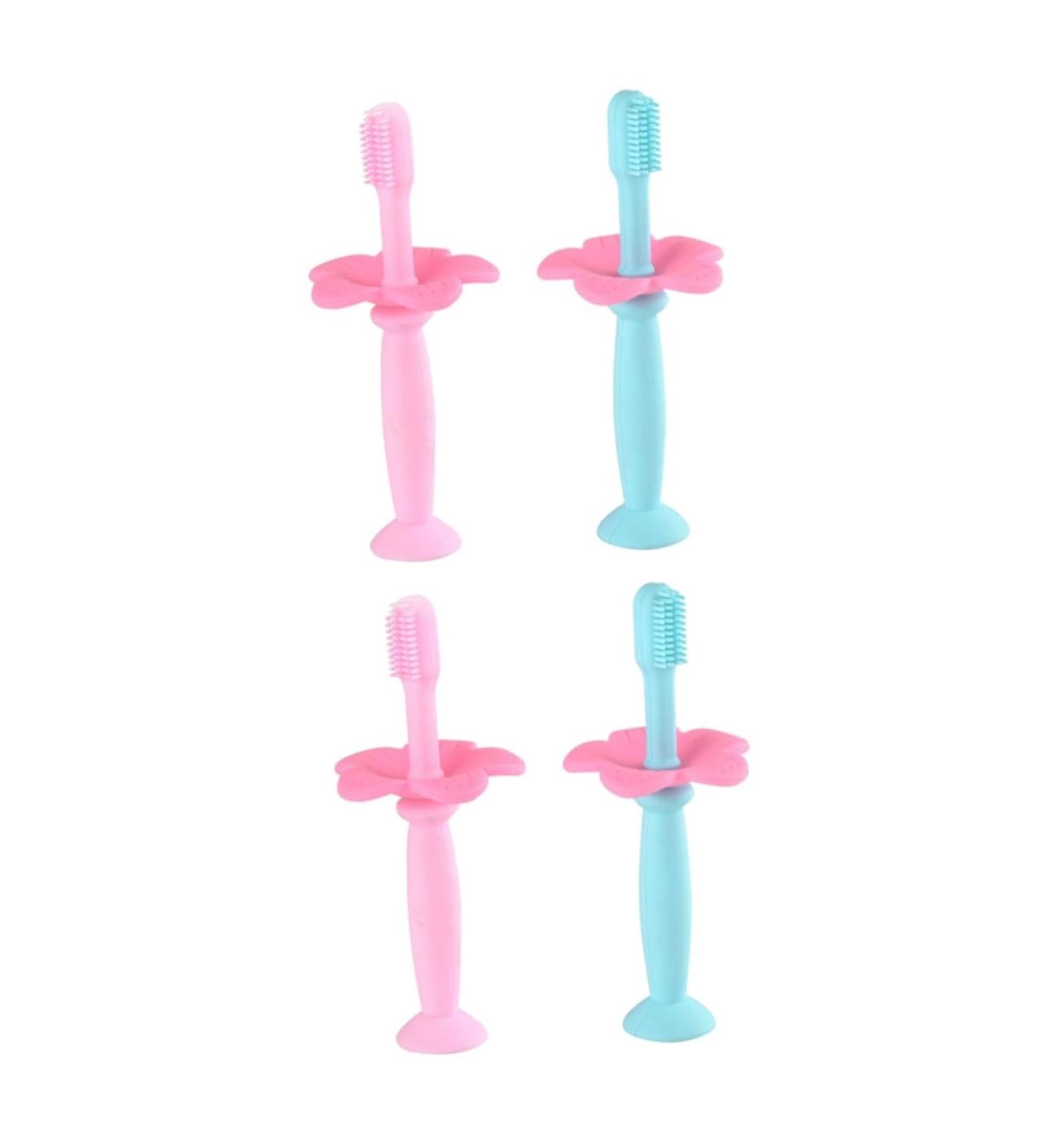 Minkissy 4-Piece Silicone Toothbrush Set for Newborns | Finger Brush & Baby Training Toothbrush for Effective Oral Care - Buy Online on GoSupps.com