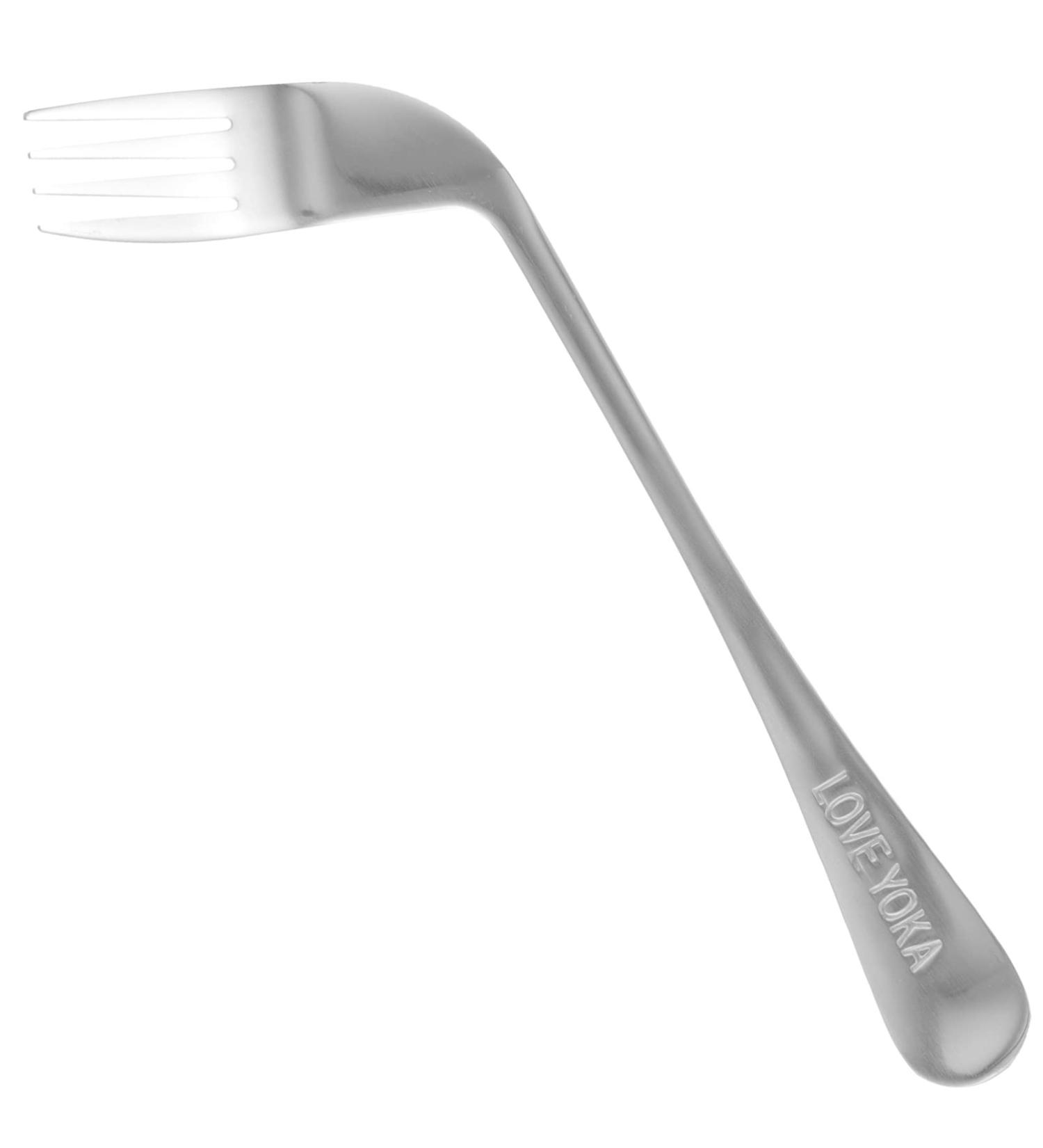 FOMIYES Adaptive Curved Fork - Stainless Steel Utensil for Hand Tremors, Arthritis, Parkinson's - Right-Handed Angled Cutlery for Elderly Use - Buy Online on GoSupps.com