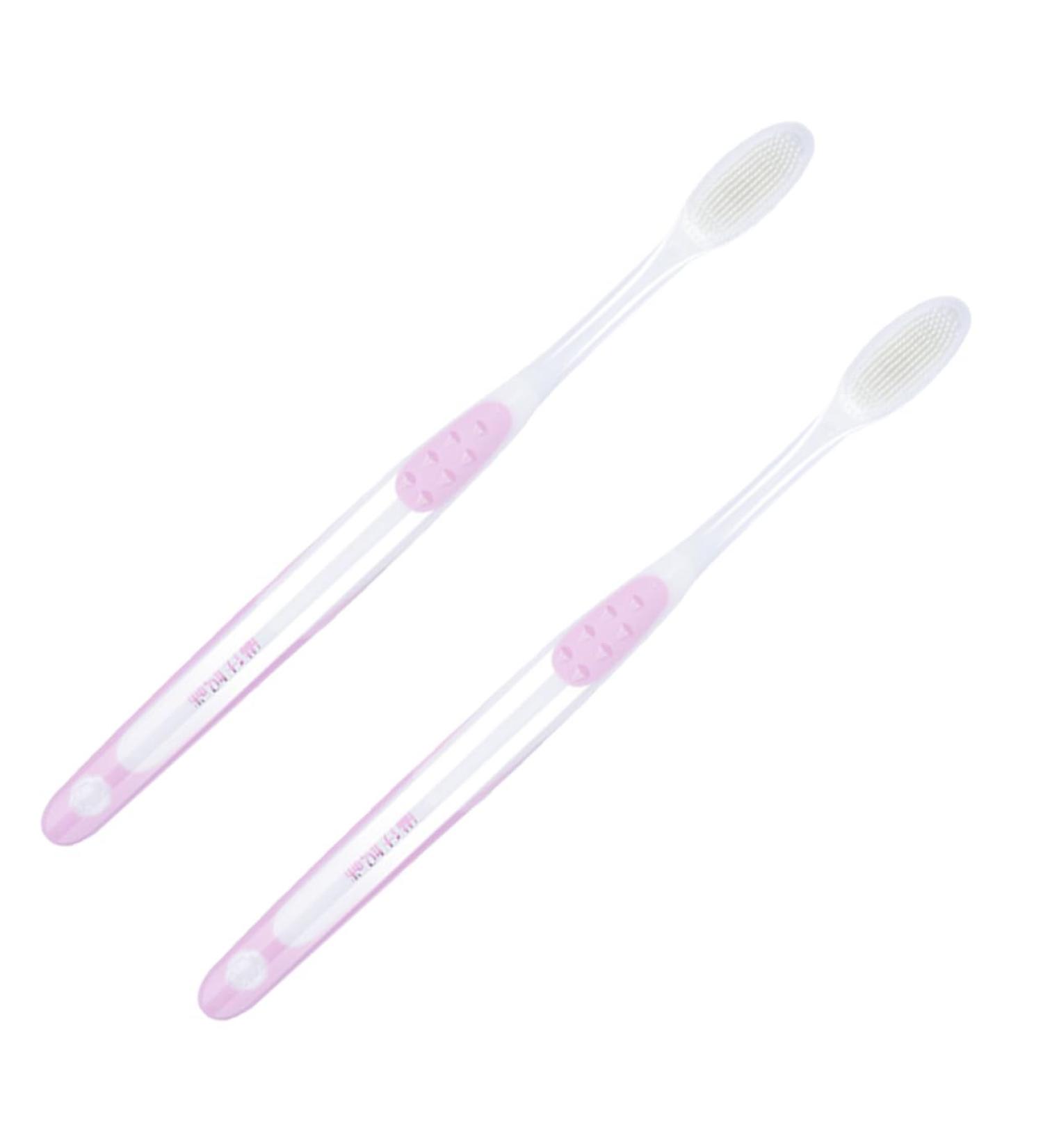 Minkissy 2-Pack Sensitive Gums Toothbrushes - Soft Bristle for Pregnant Women & Kids - Pink Oral Care Brush - Buy Online on GoSupps.com
