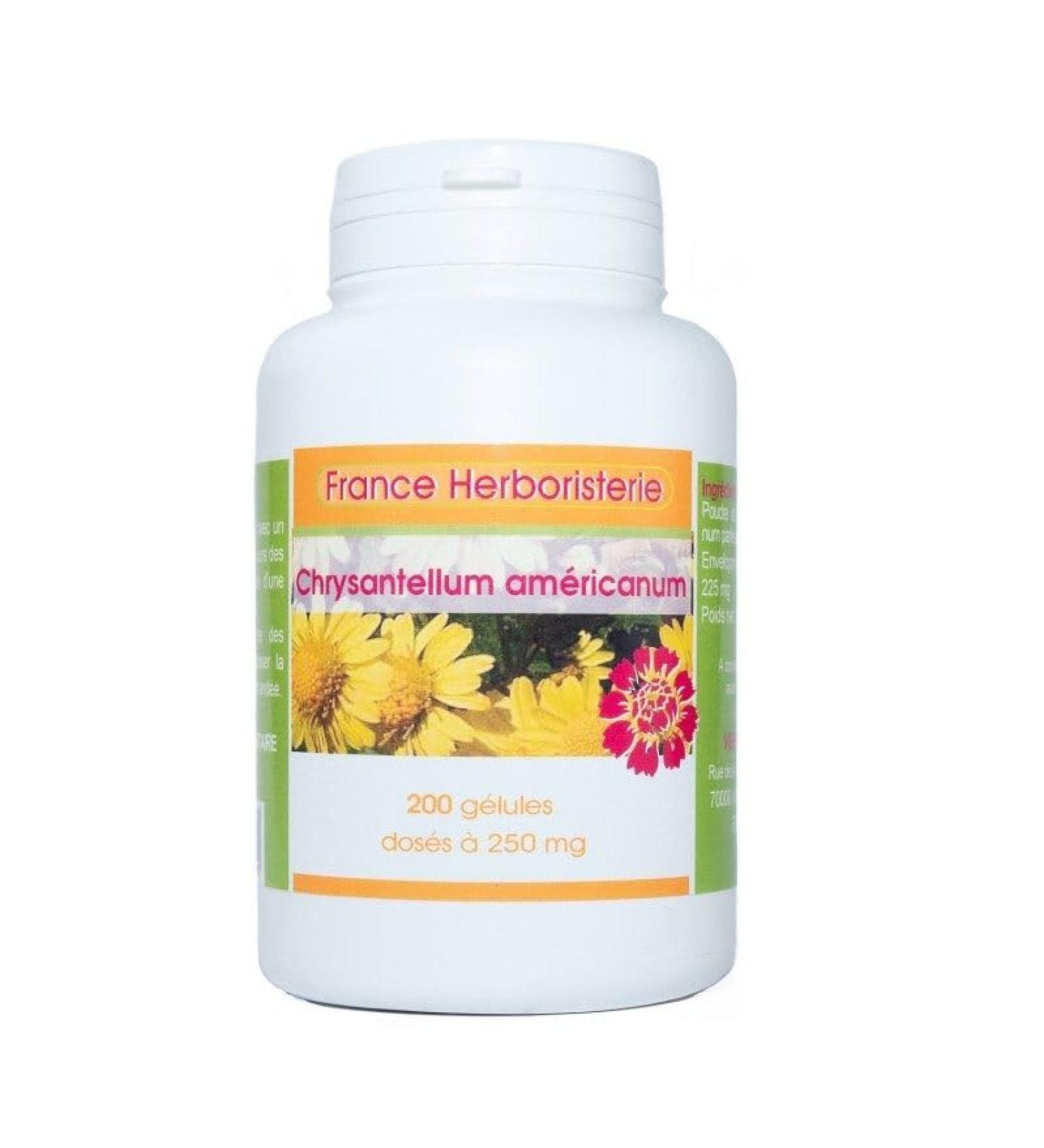 France Herboristerie CHRYSANTELLUM Americanum 200 capsules with a dosage of 250 mg.