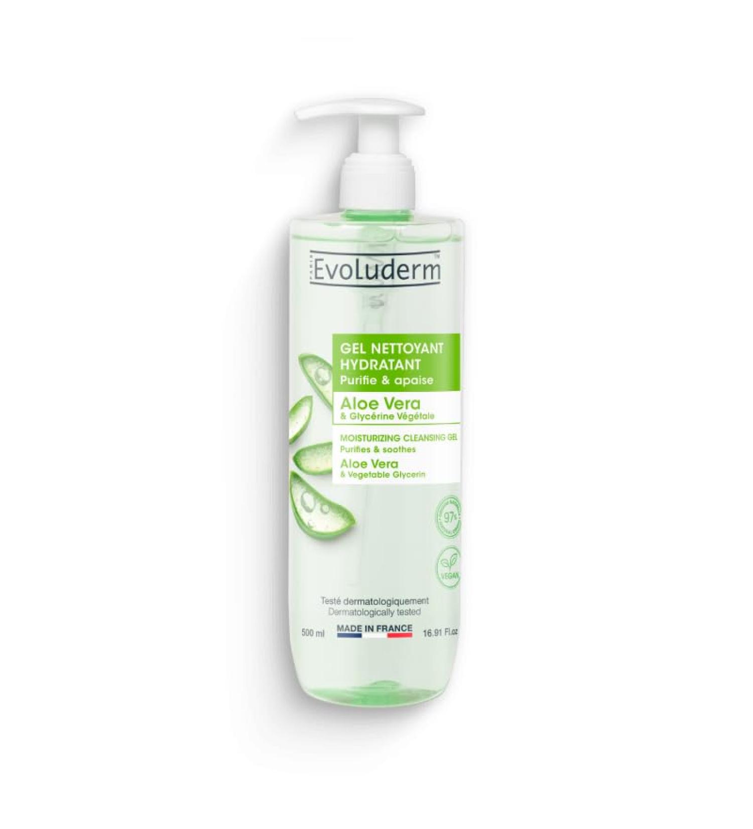 Evoluderm EVOLUDERM - Aloe Vera Moisturizing Cleansing Gel - 500ml - 97% Natural Orignal Ingredients - Vegan
