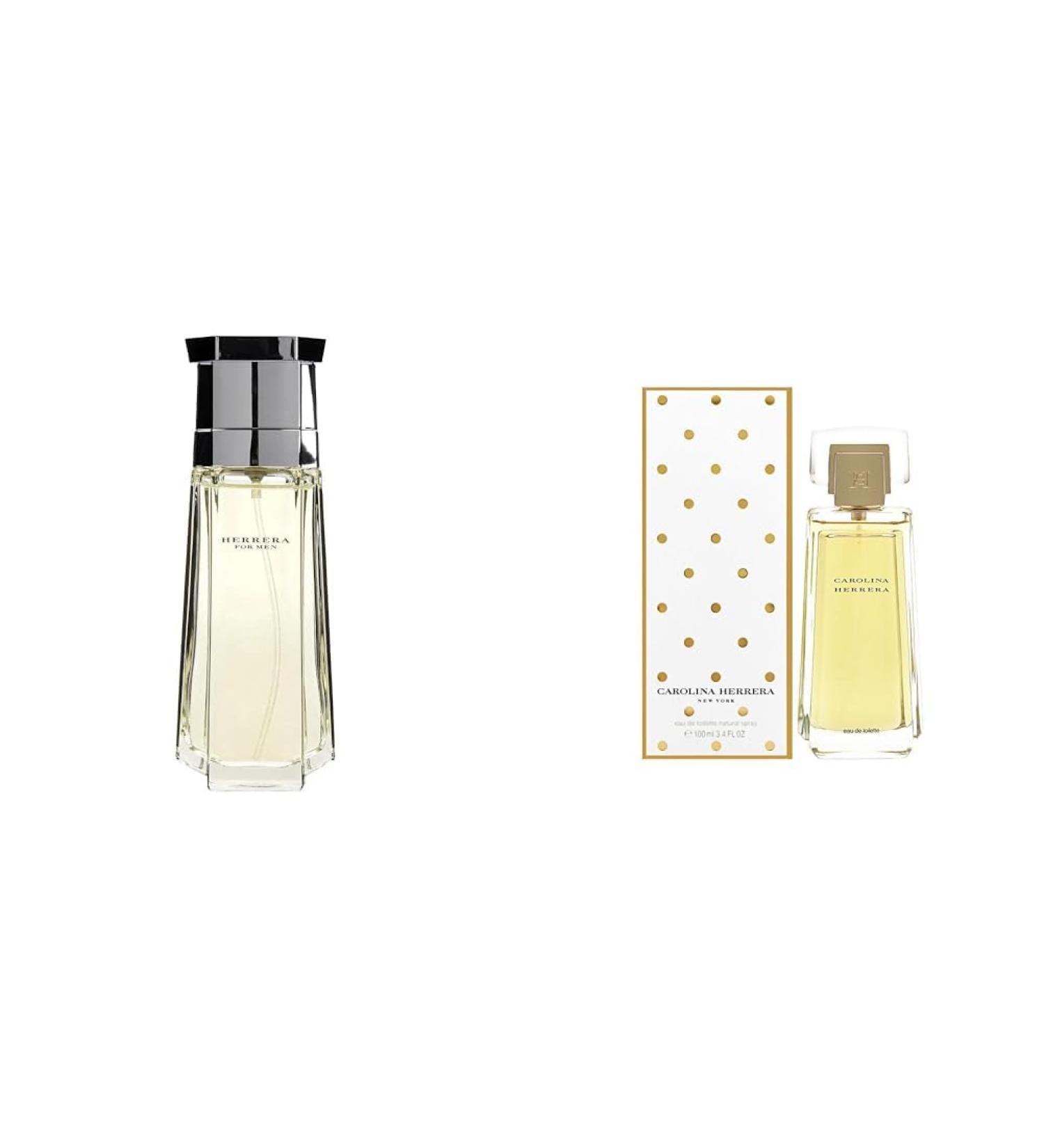 Carolina Herrera Herrera For Men-Sophisticated Fragrance-Sensual And Elegant For The Adventurous Spirit-Woody Floral Musk Scent-3.4 Oz & Carolina Herrera Fragrance-3.4 Oz 3.4 Fl Oz (Pack of 1) Edt Spray + Herrera Women Edt Spray - Buy Online on GoSupps.com
