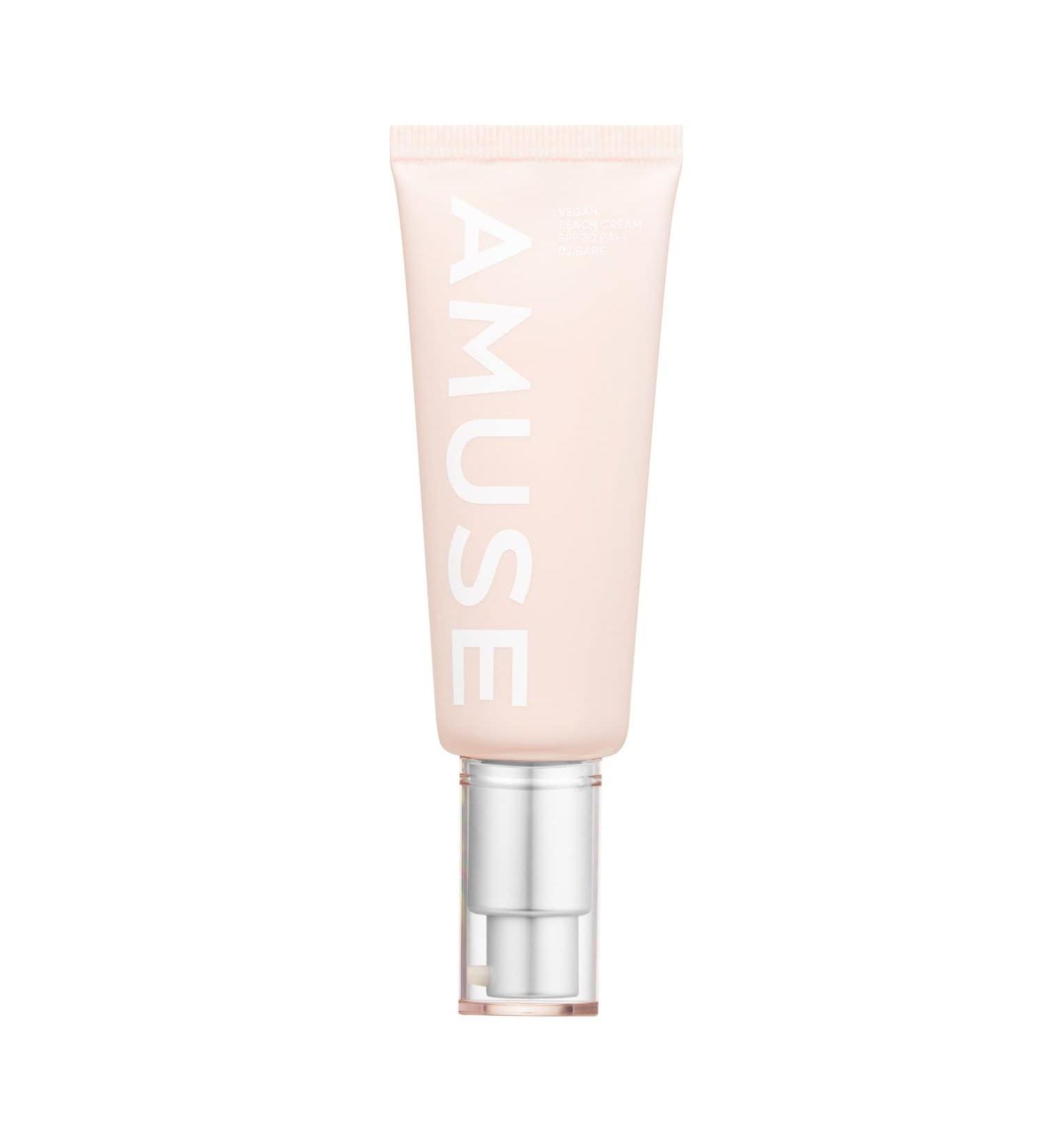 Amuse Vegan Peach Cream 02 Bare SPF 30 SPA++ 2.82 oz / 80g | Clean Vegan Skin Tone-Up CC Cream SPF 30 | Tone Up Foundation BB Cream for Glow Makeup - Buy Online on GoSupps.com