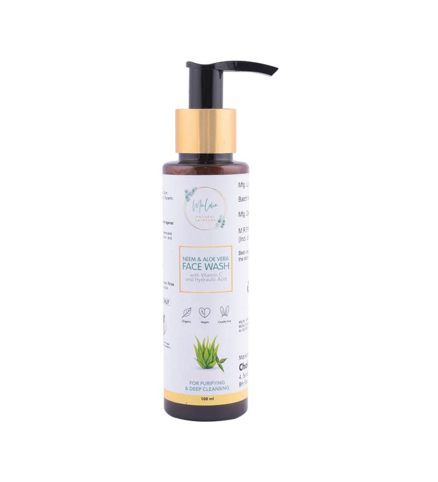 Neem and Aloe Vera Facewash for All Skin Types - 100ml | Buy Online for Men & Women - International Shipping Available - Buy Online on GoSupps.com