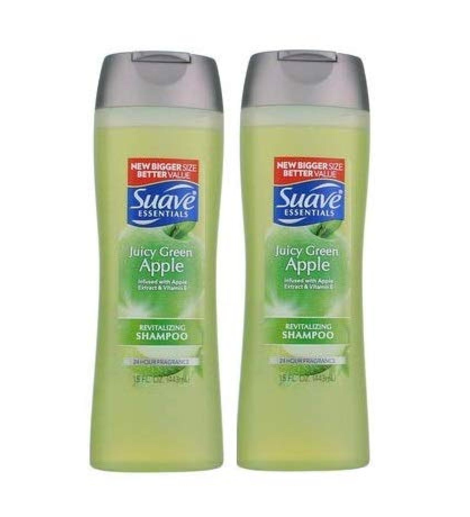 Suave Essentials Revitalizing Shampoo Juicy Green Apple 15 fl oz (2 pack) (Bundle)