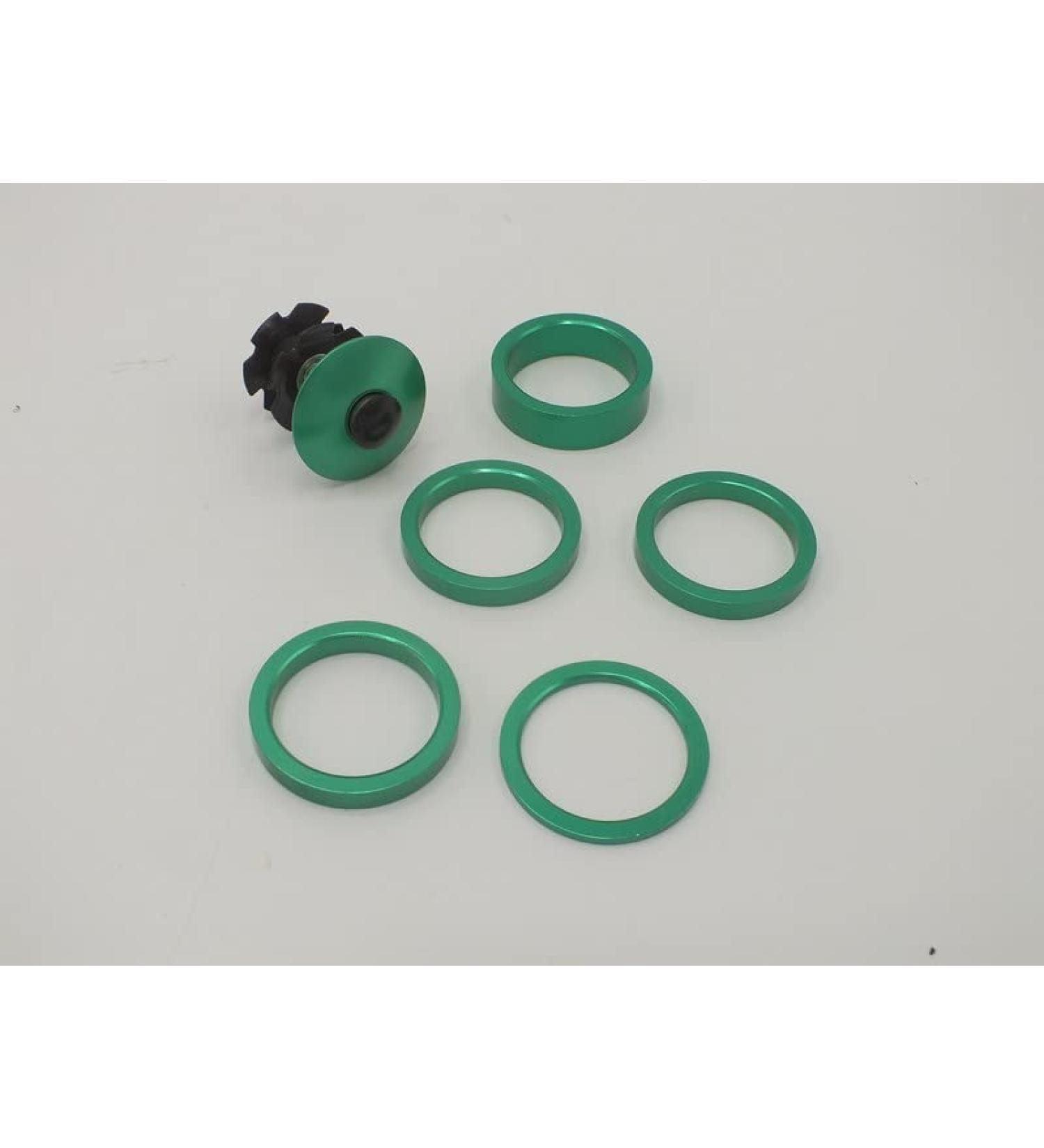 Motobecane Anodized 1 1/8 Headset Spacer Kit - Green Top Cap & Star Nut Bolt - Buy Online on GoSupps.com