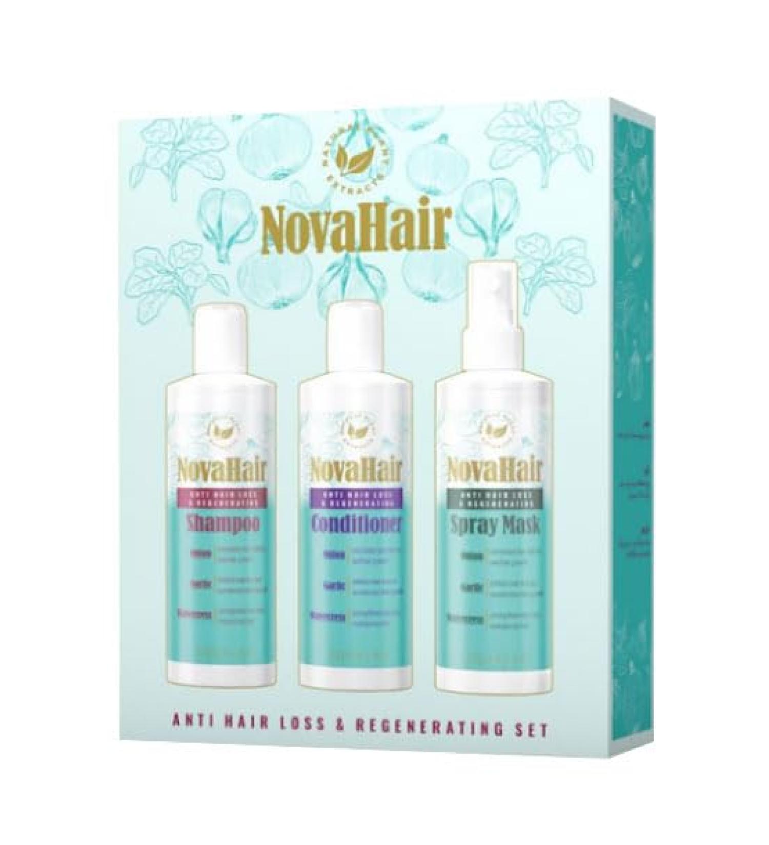 NovaHair Kit anti-chute et r g n rant avec une combinaison d'extraits naturels de plantes tels que : oignon ail et cresson aide stimuler les racines des cheveux tout en r duisant la perte de - Buy Online on GoSupps.com