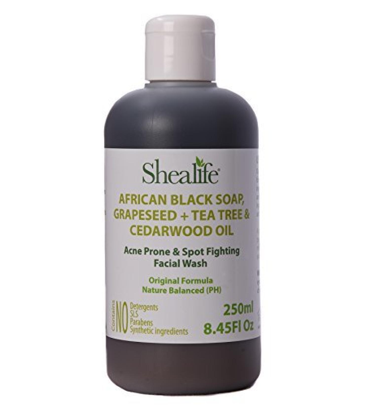 African Black Soap Liquid Grapeseed & Tea Tree & Cedarwood Oil. Face wash For Acne & Pimples 250ml - Buy Online on GoSupps.com