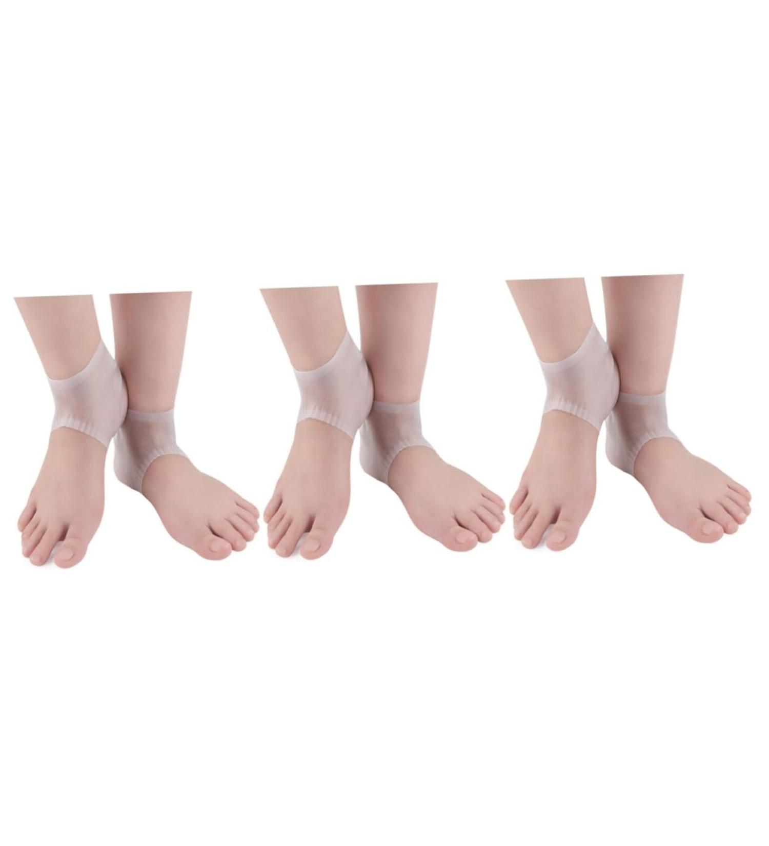 Healeved 3 Pairs Foot Care Protector Breathable Socks Heel Cups for Heel Pains Gelt Silicone Gel Cracked Heel Sleeves Silicone Heel Protectors Shoe Inserts Moisturizing Socks Soft White - Buy Online on GoSupps.com
