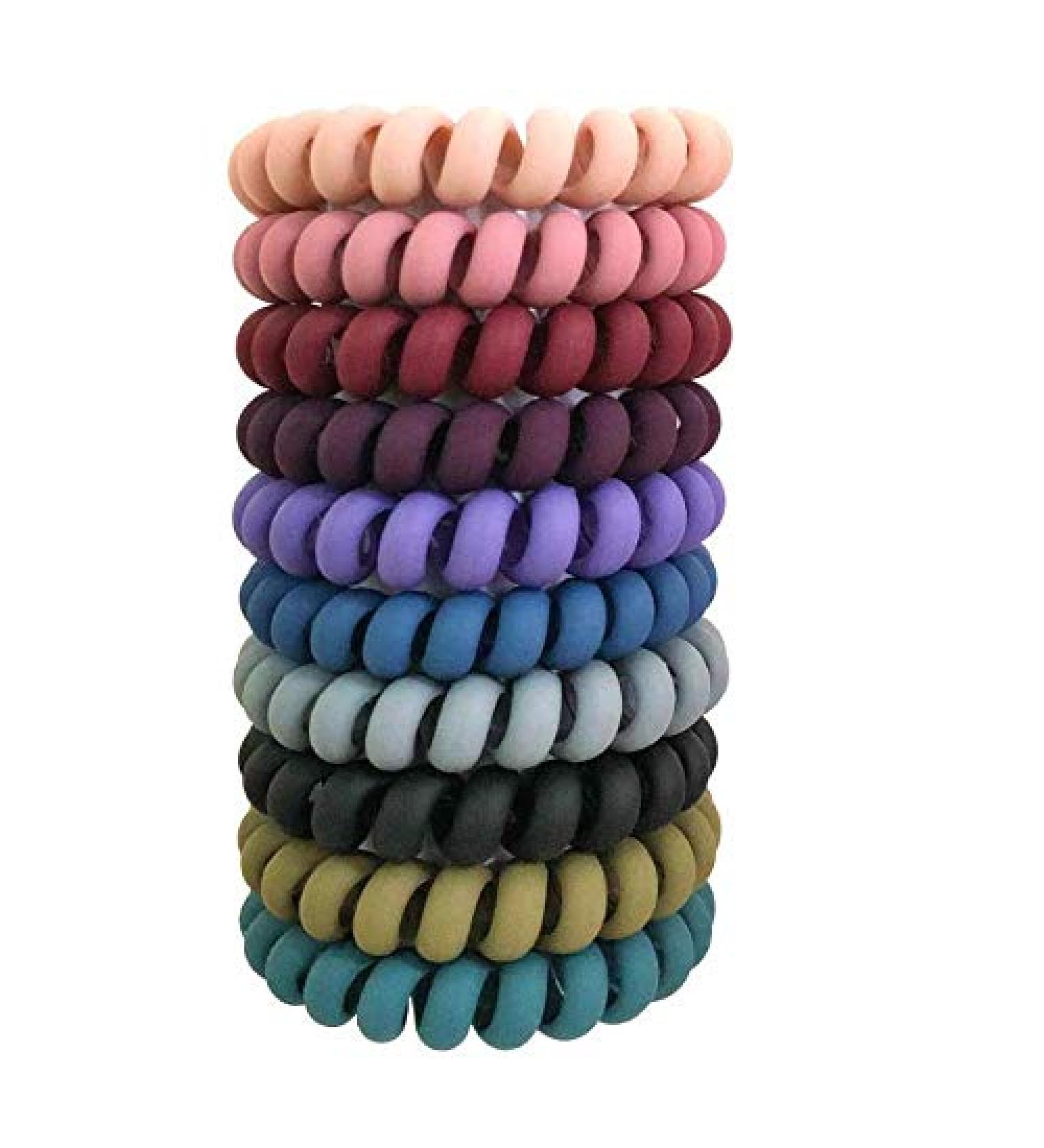 10 Pcs Colorful Spiral Hair Ties - Elastic Coil Hair Ties for Women and Girls - Buy Online on GoSupps.com
